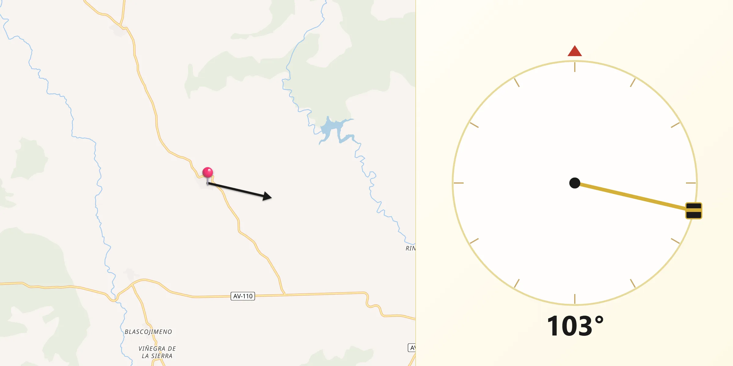 Dirección de la Qibla desde Mirueña de los Infanzones