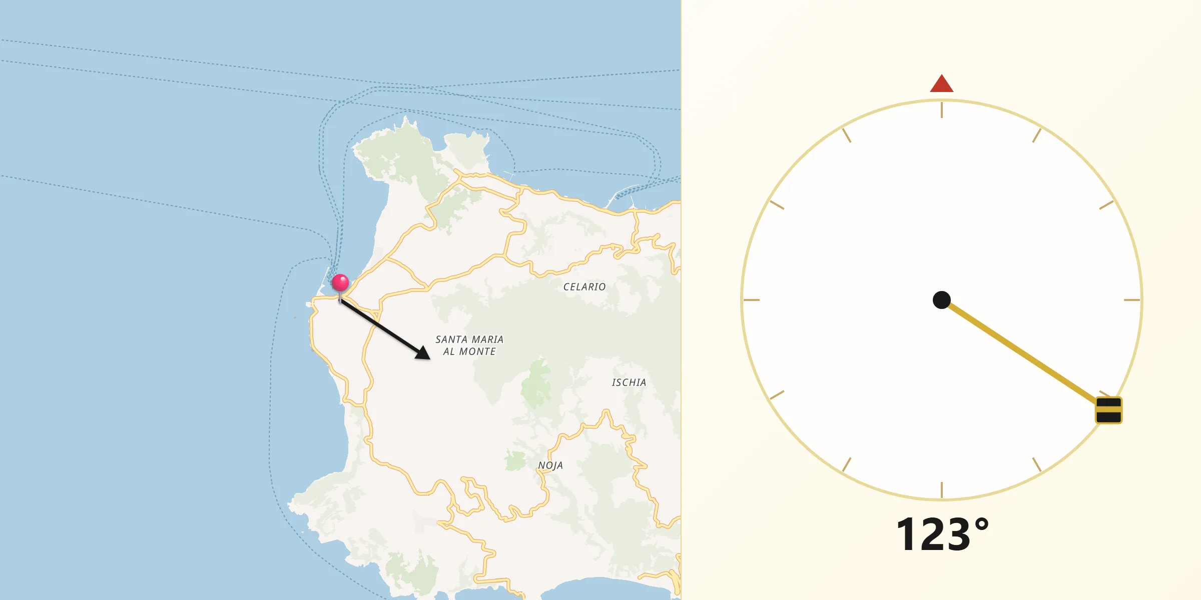 Direzione della Qibla da Forio