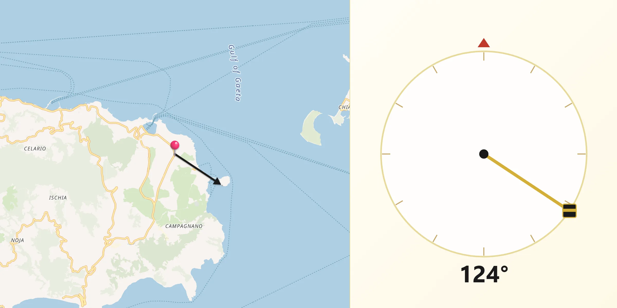 Direzione della Qibla da Ischia