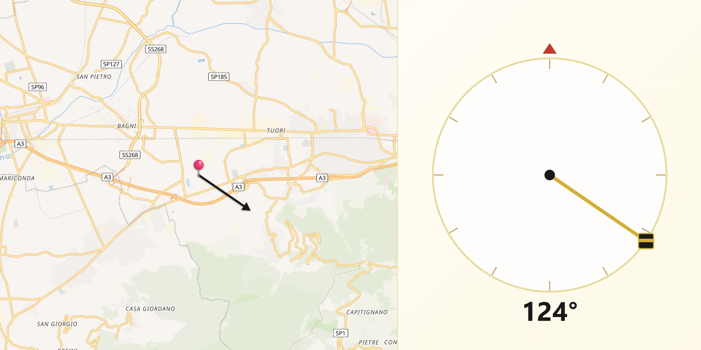 Direzione della Qibla da Angri