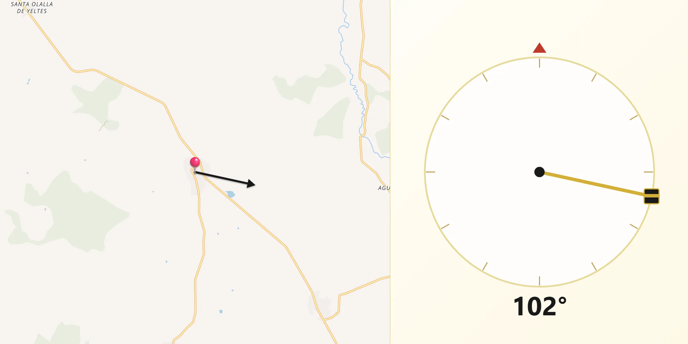 Dirección de la Qibla desde Cabrillas