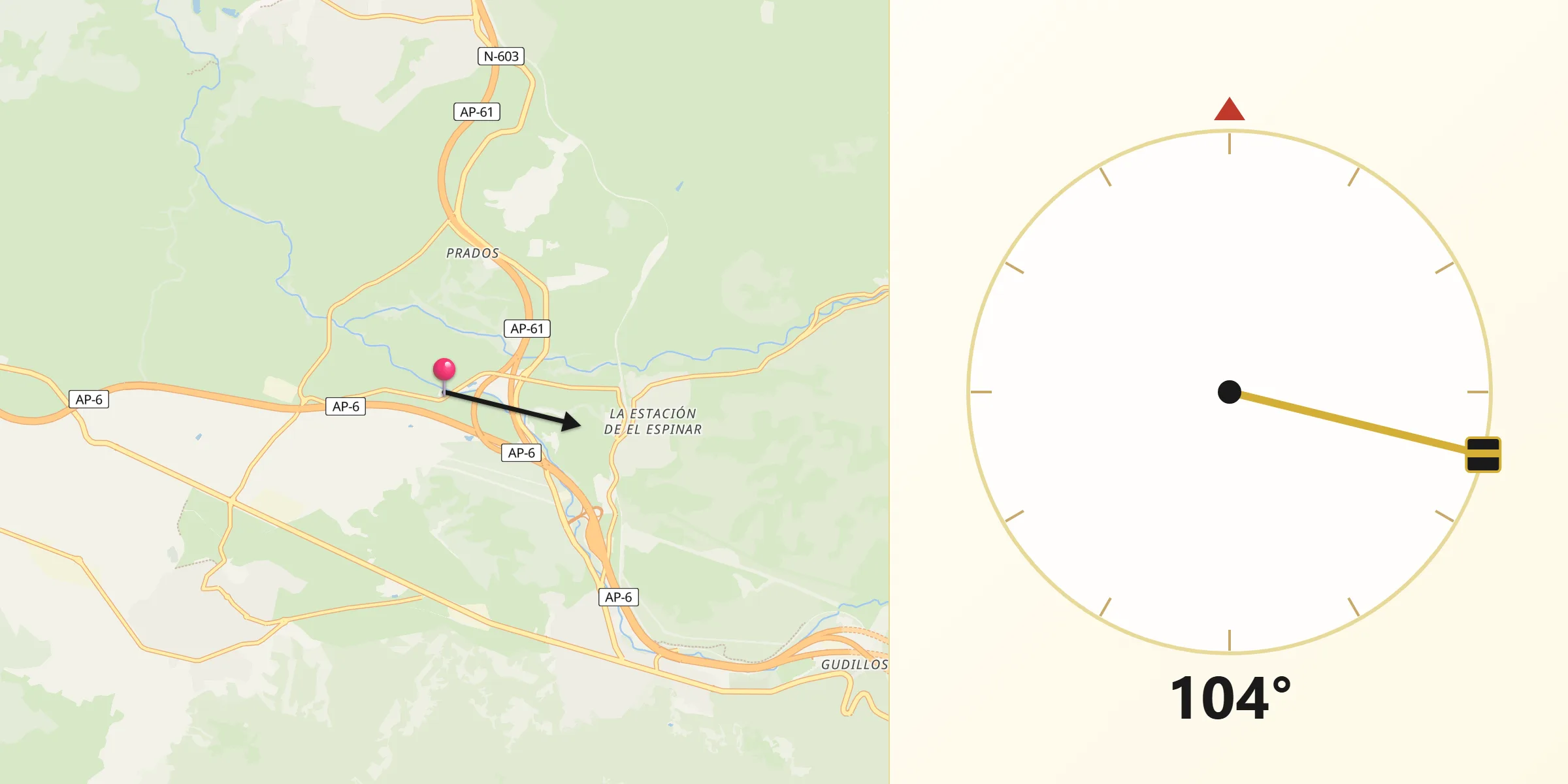 Dirección de la Qibla desde El Espinar