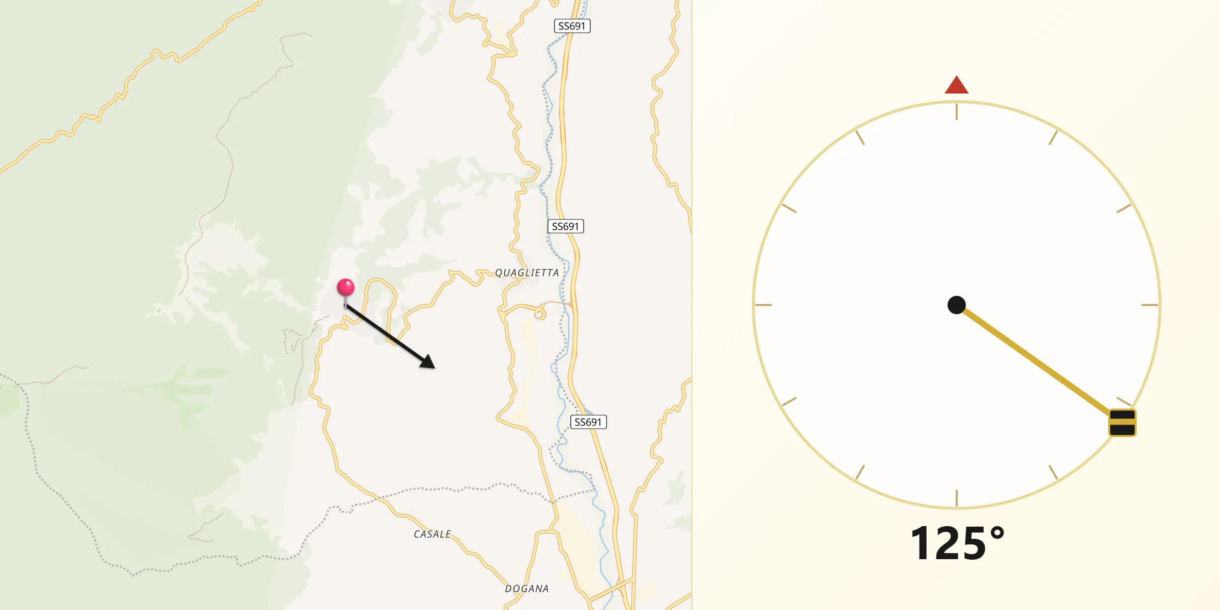 Direzione della Qibla da Senerchia