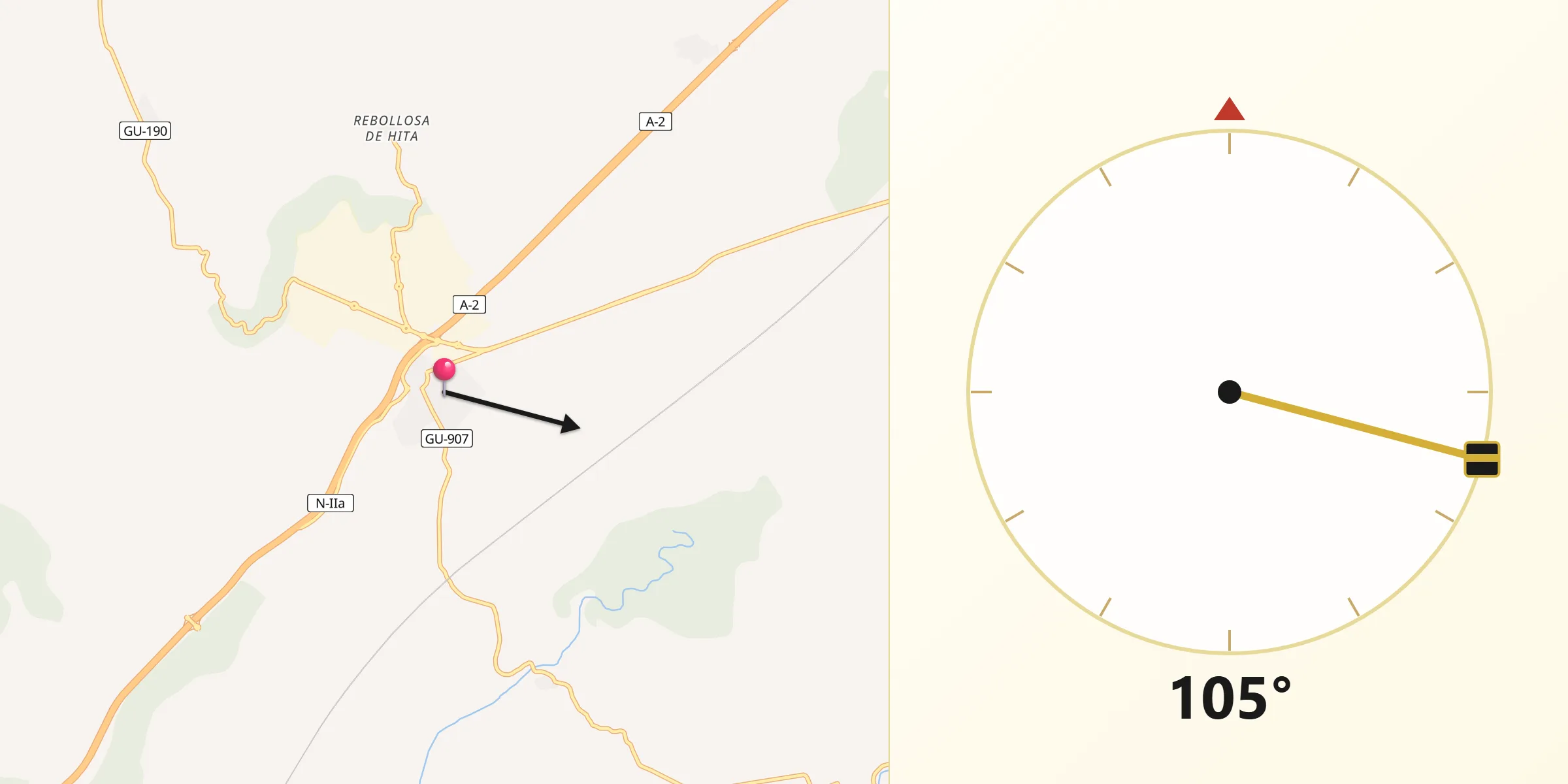 Dirección de la Qibla desde Torija