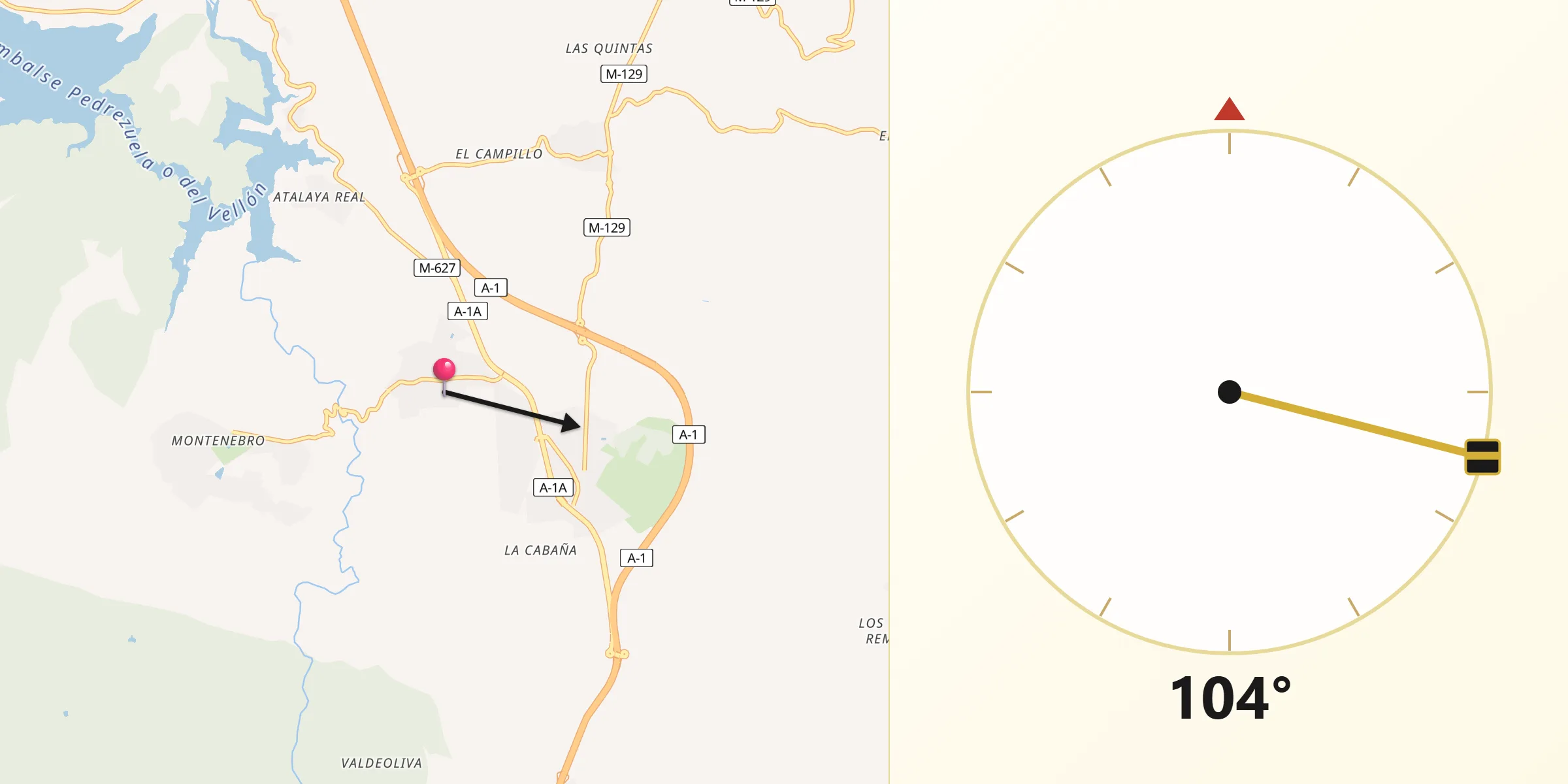 Dirección de la Qibla desde Pedrezuela