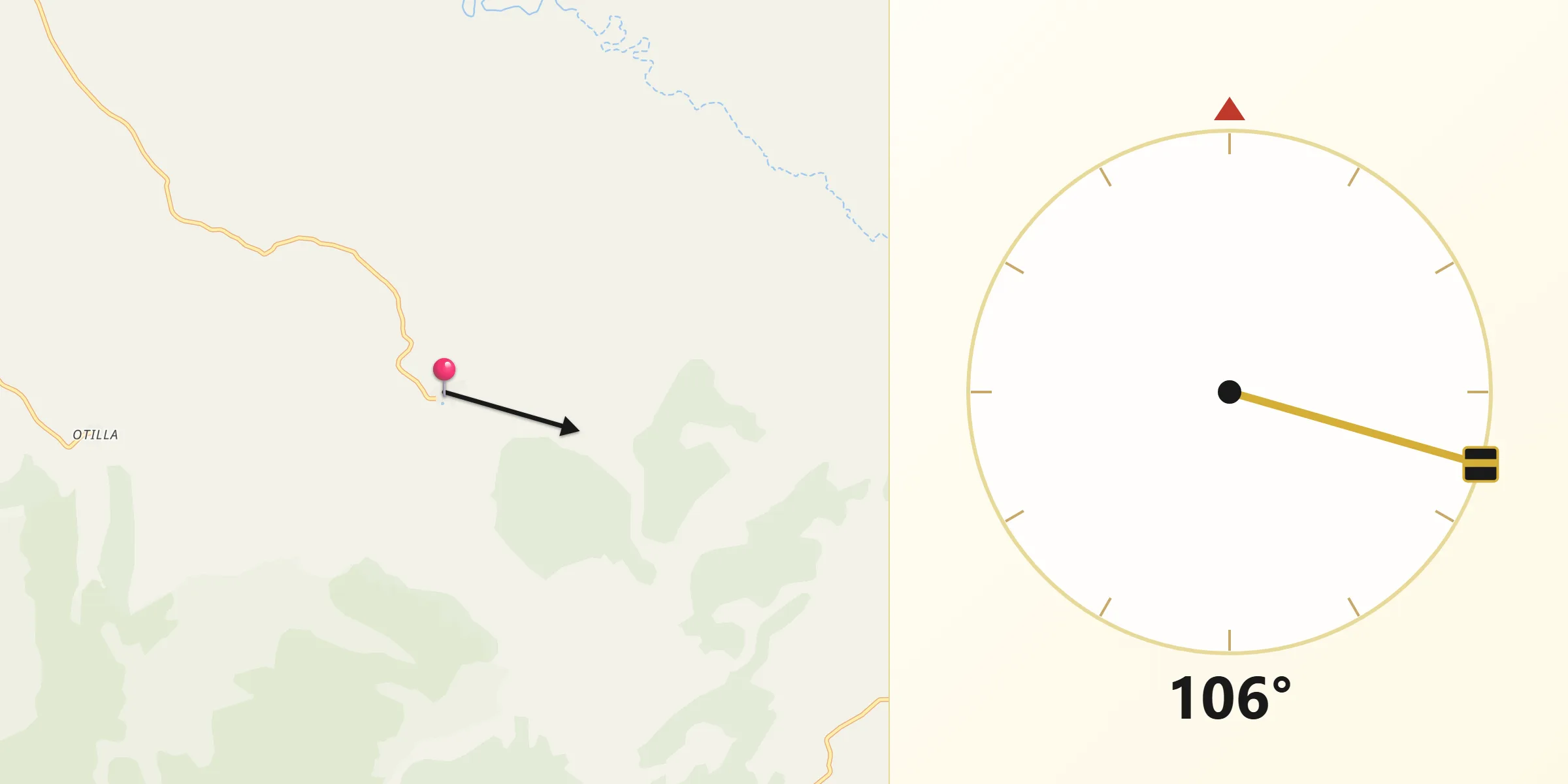 Dirección de la Qibla desde Anquela del Pedregal