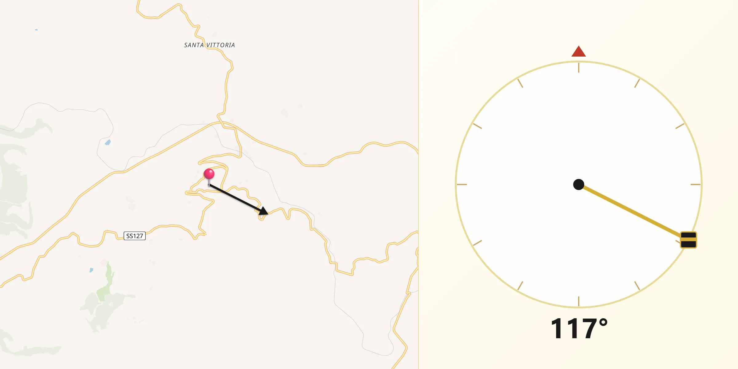Direzione della Qibla da Osilo