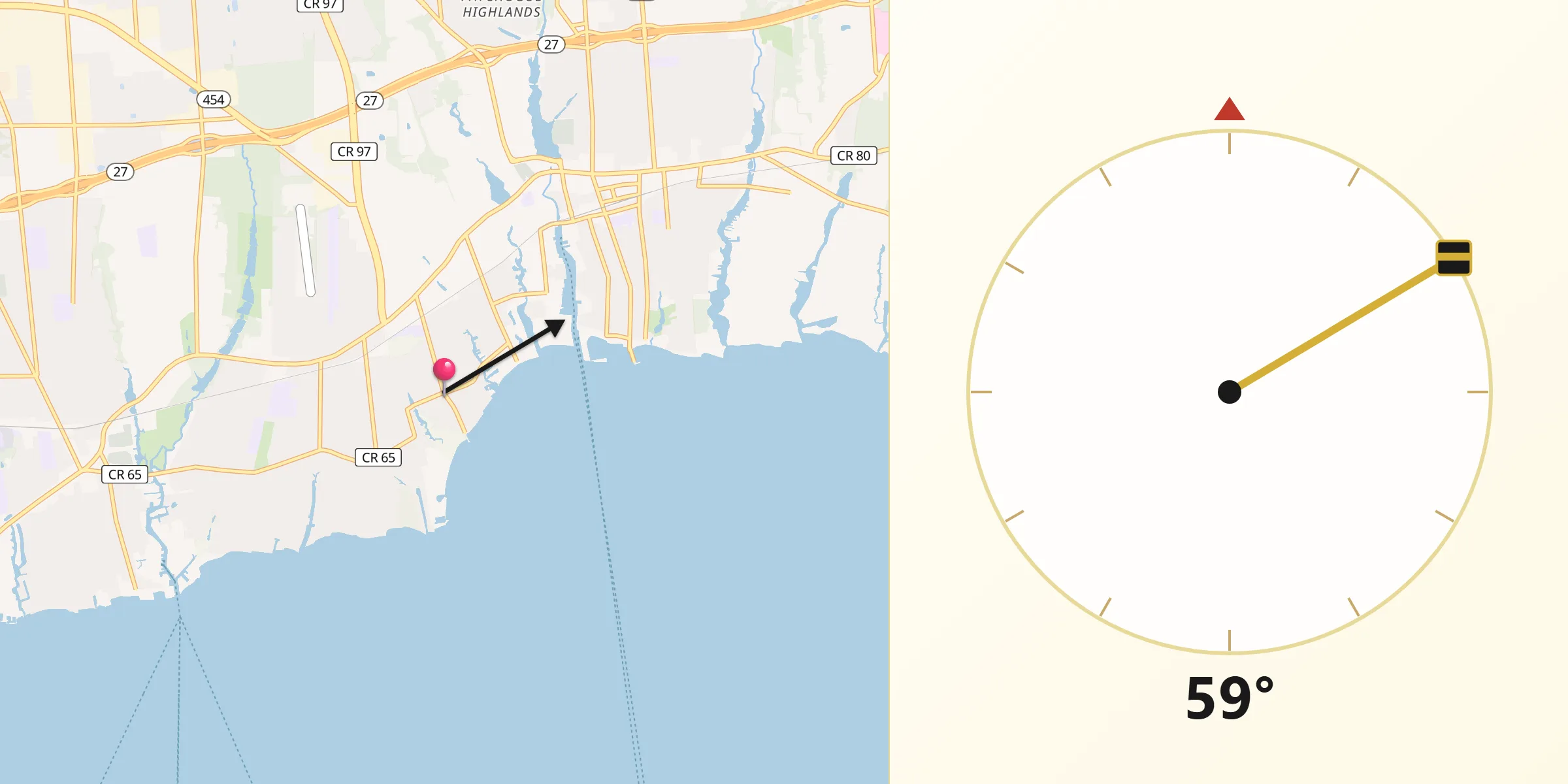 Qibla Direction from Blue Point