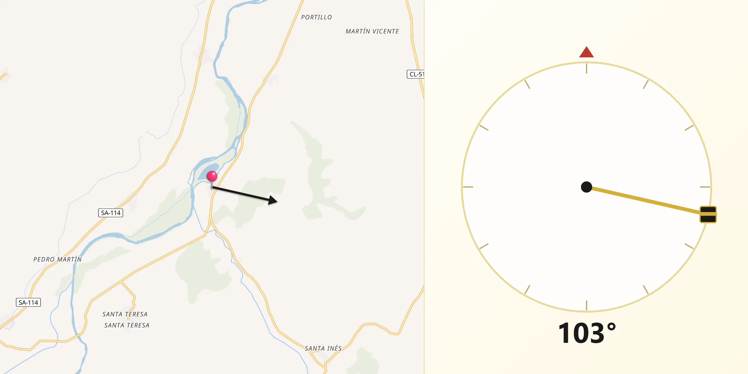 Dirección de la Qibla desde Galisancho