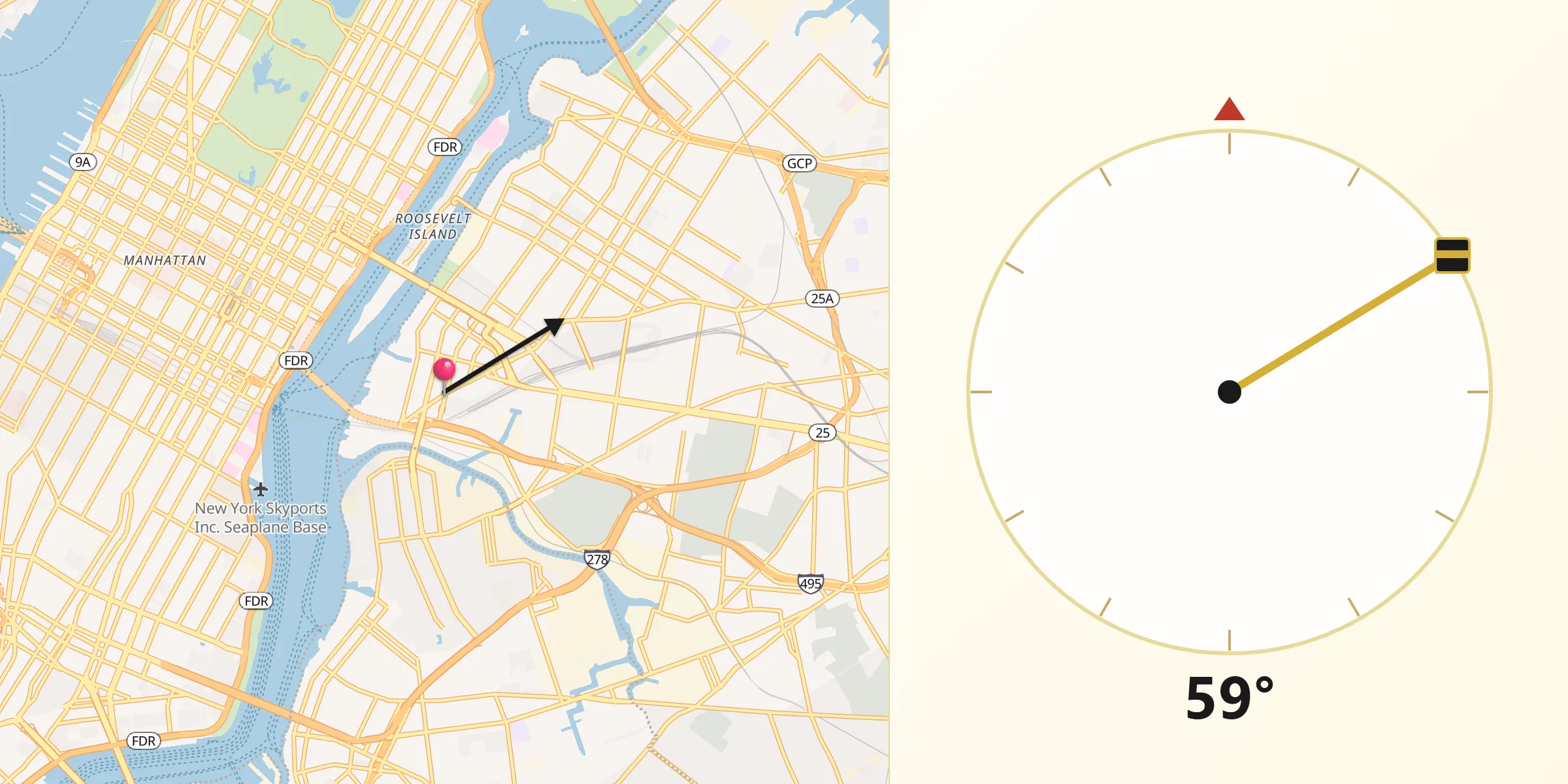 Qibla Direction from Long Island City