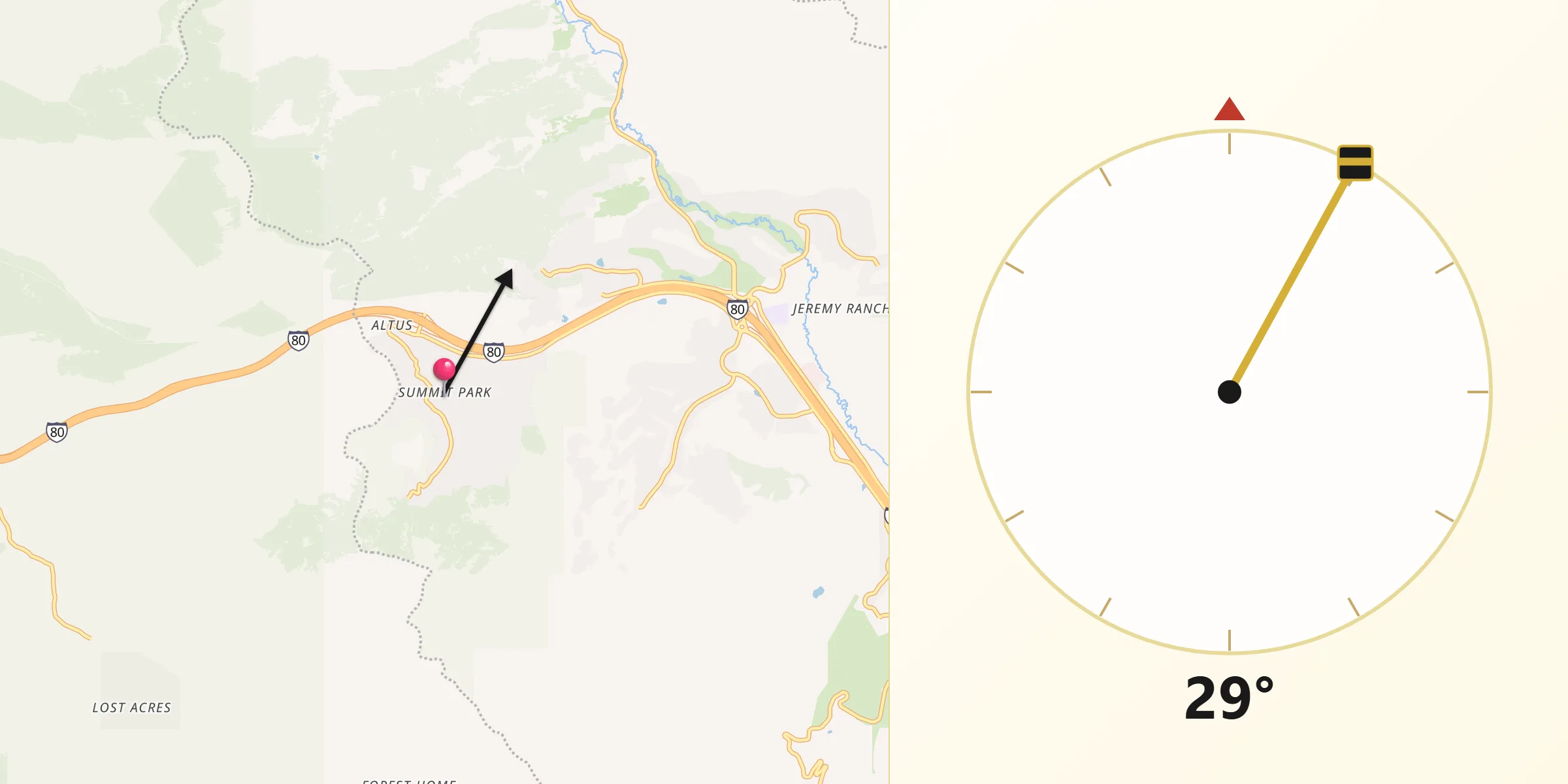Qibla Direction from Summit Park