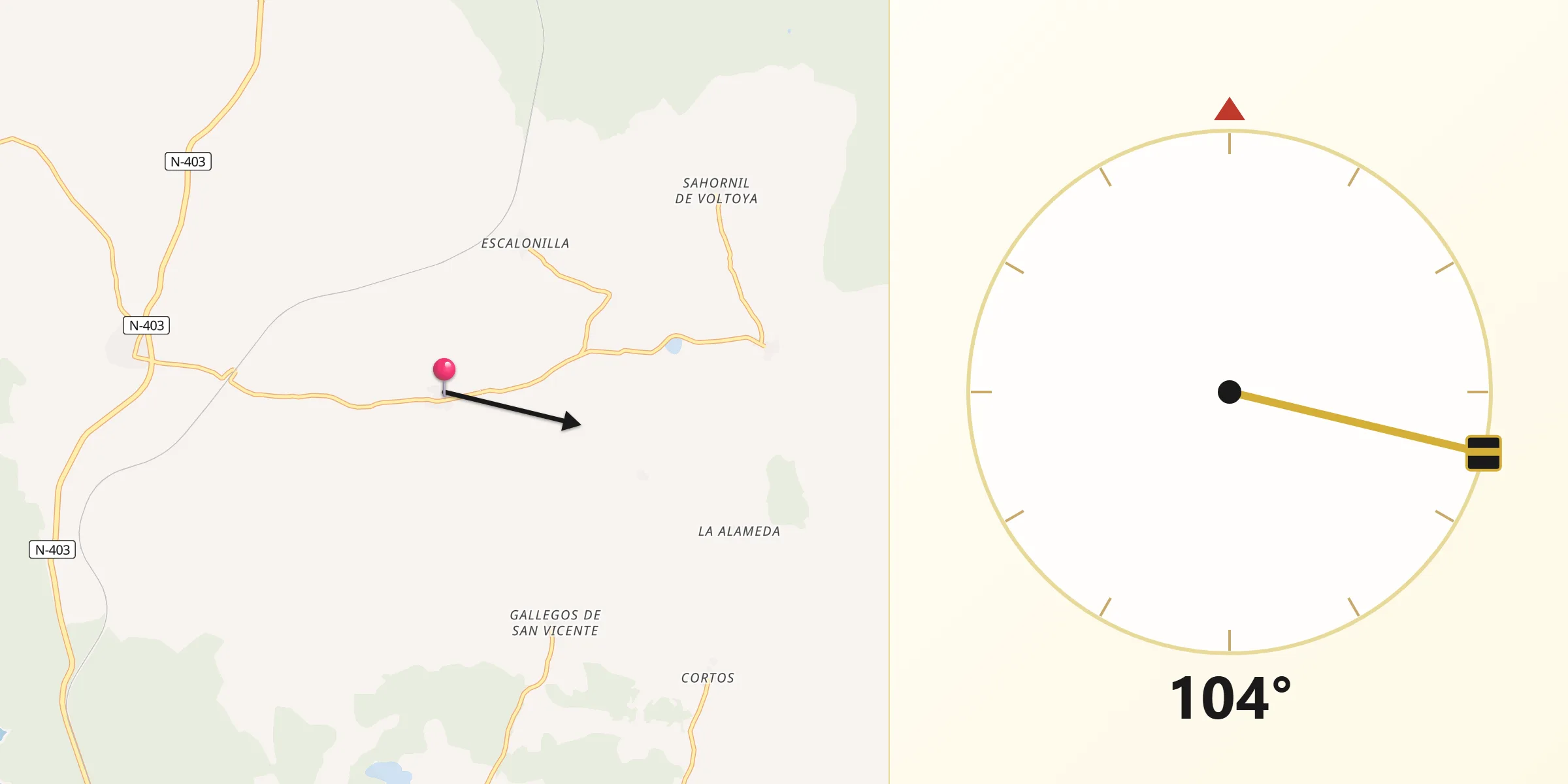 Dirección de la Qibla desde San Esteban de los Patos