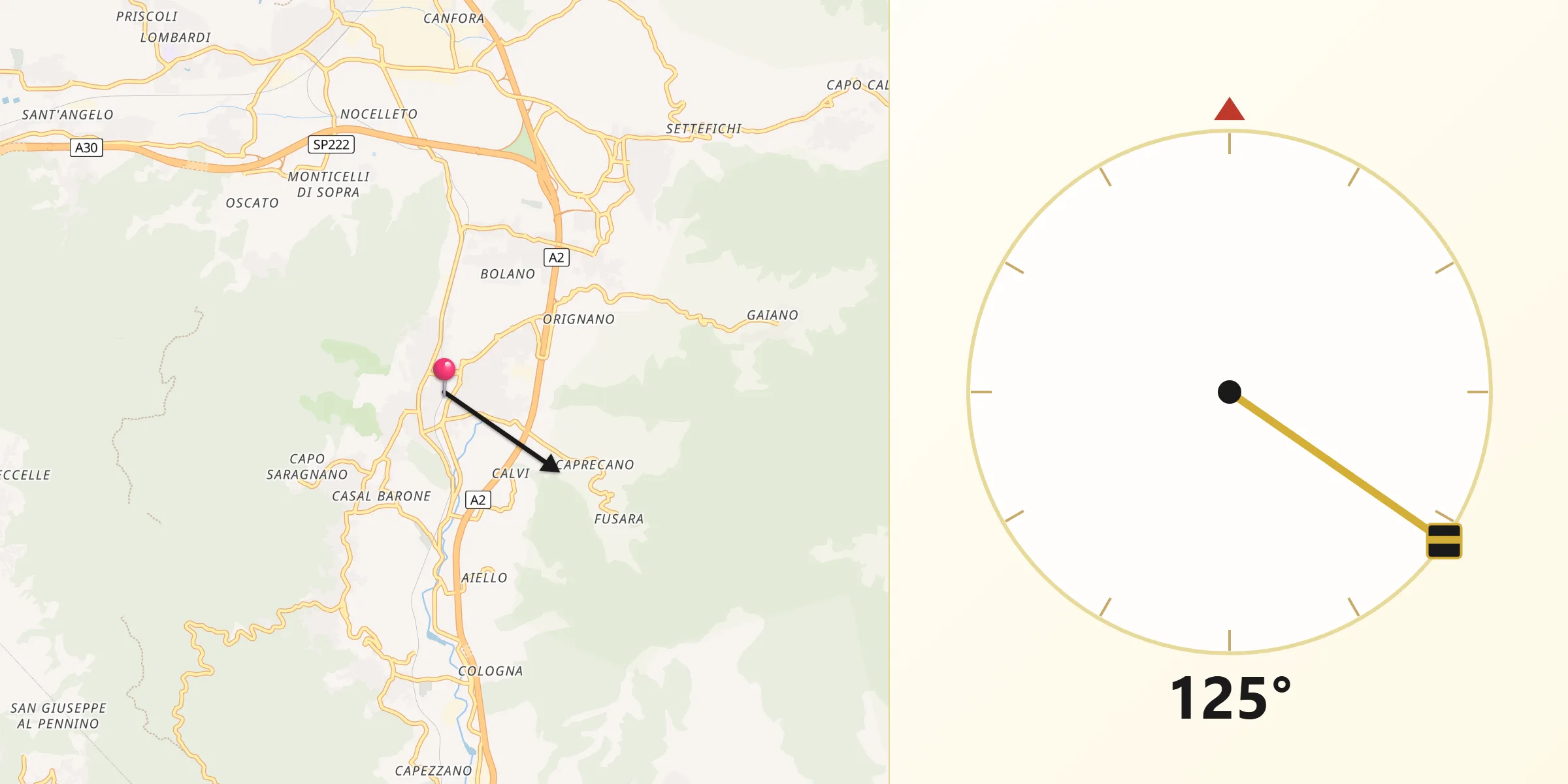 Direzione della Qibla da Baronissi