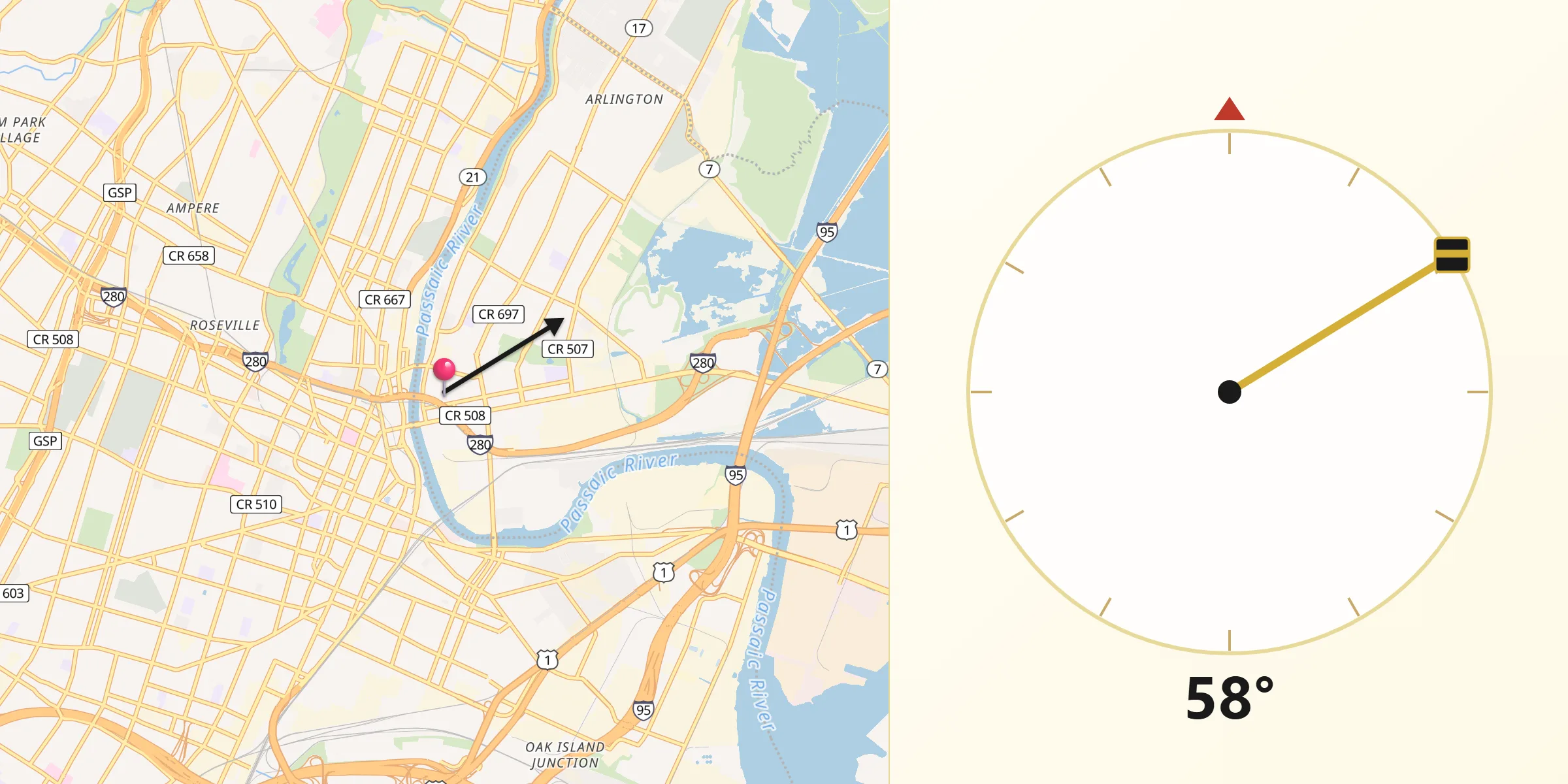 Qibla Direction from East Newark