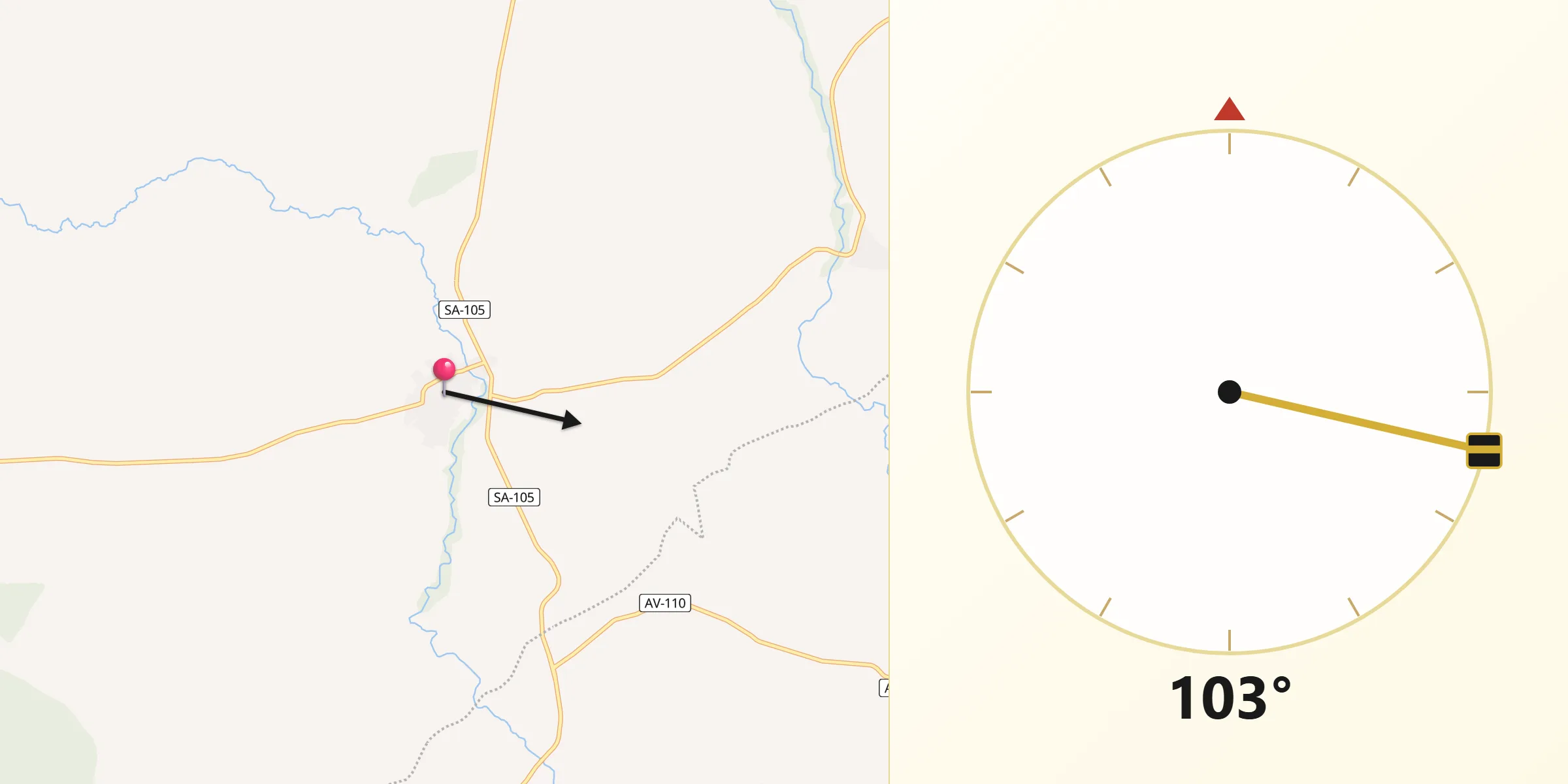 Dirección de la Qibla desde Alaraz