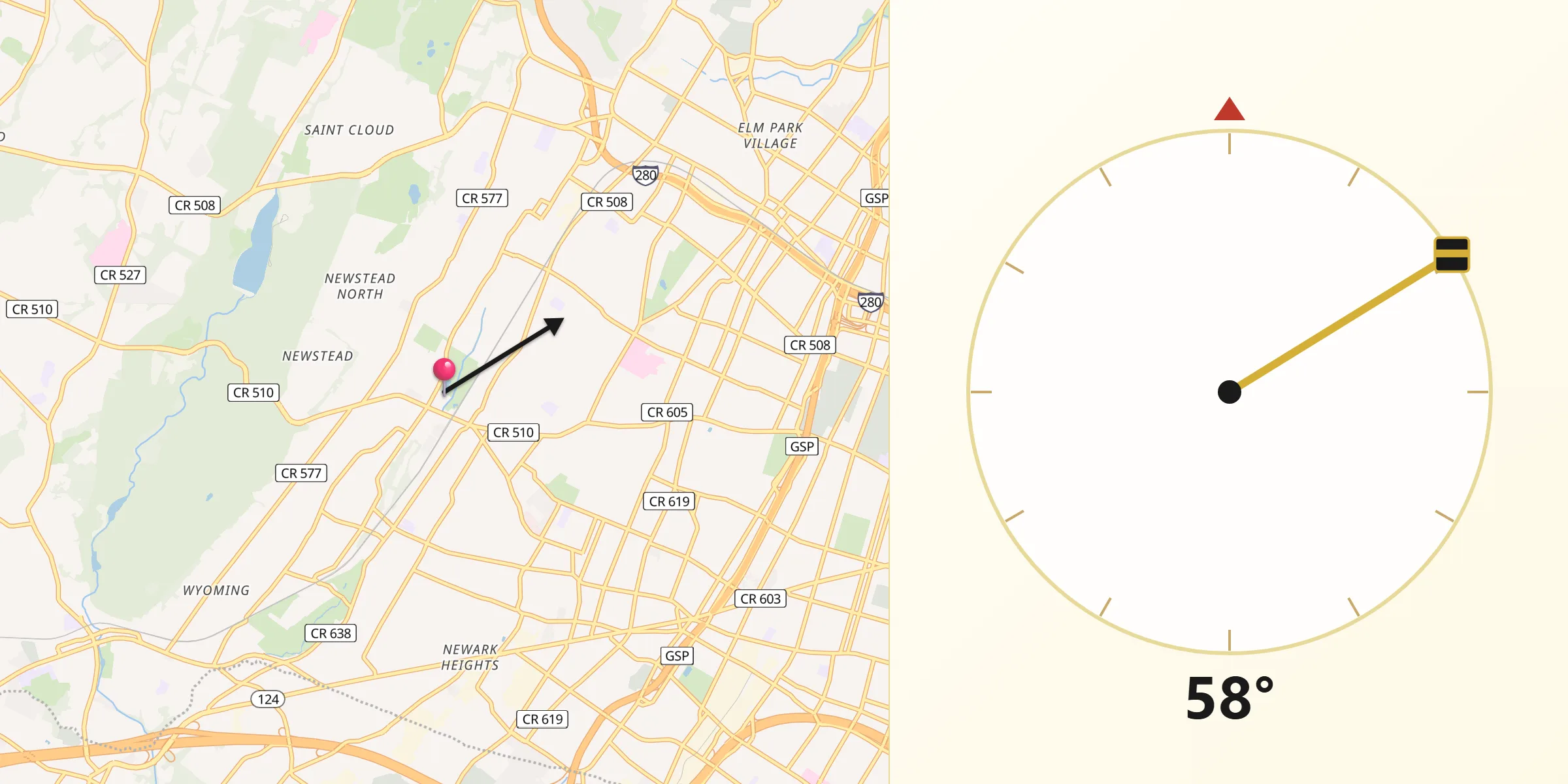Qibla Direction from South Orange