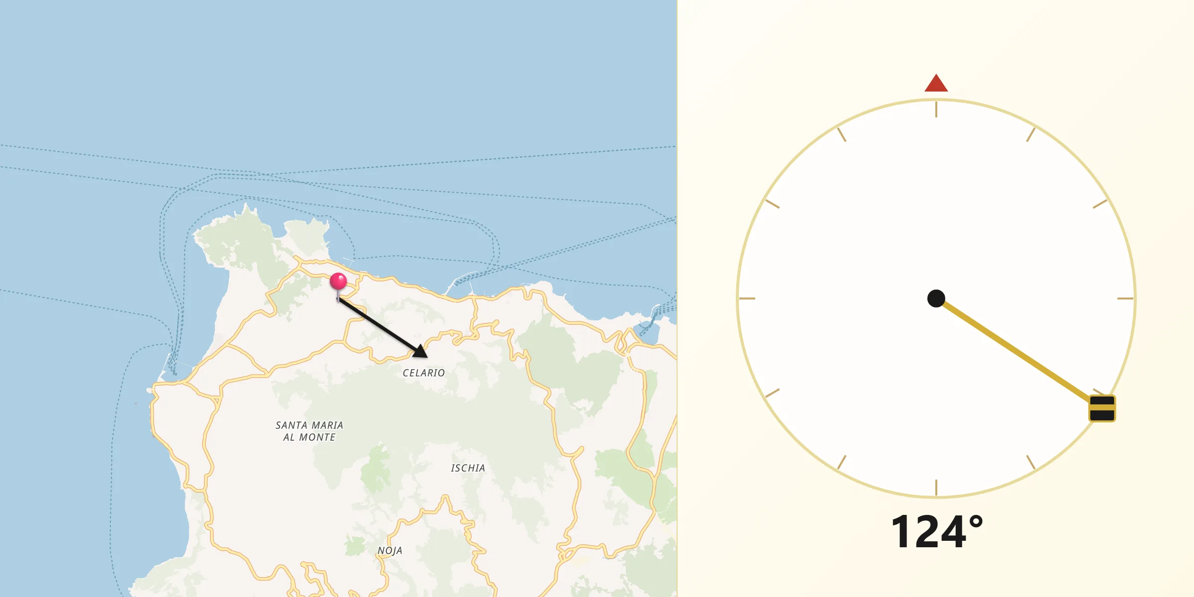 Direzione della Qibla da Lacco Ameno