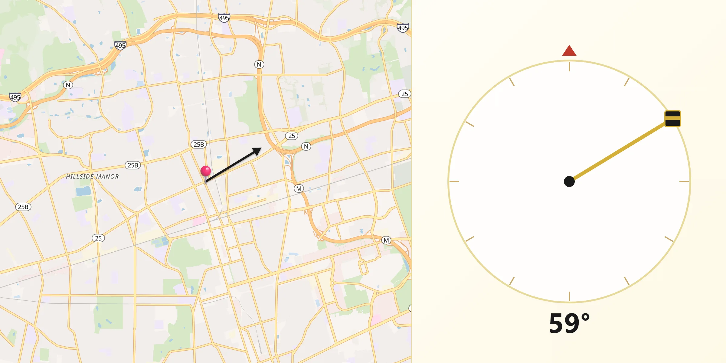 Qibla Direction from Mineola
