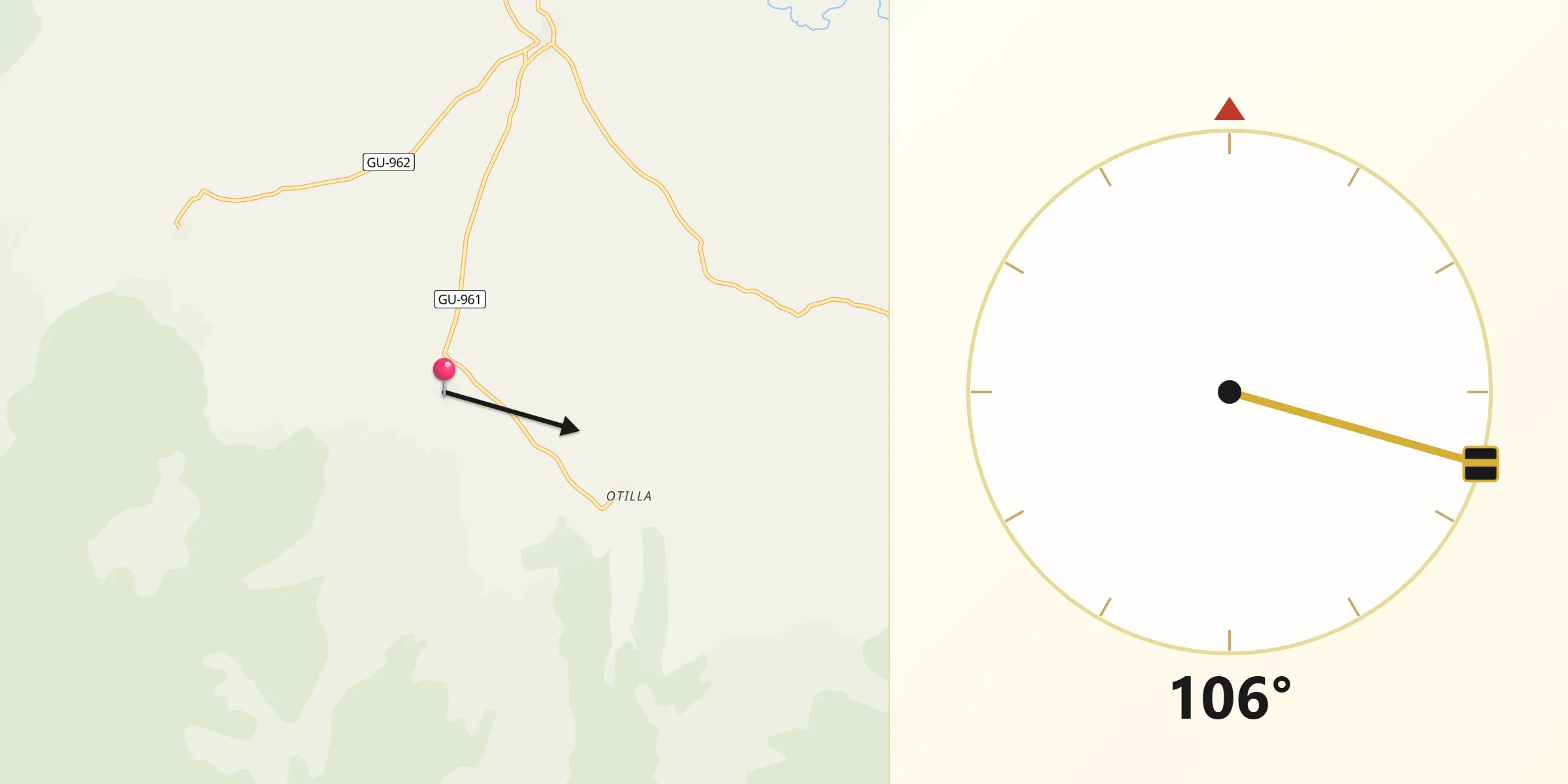 Dirección de la Qibla desde Torrecuadrada de Molina