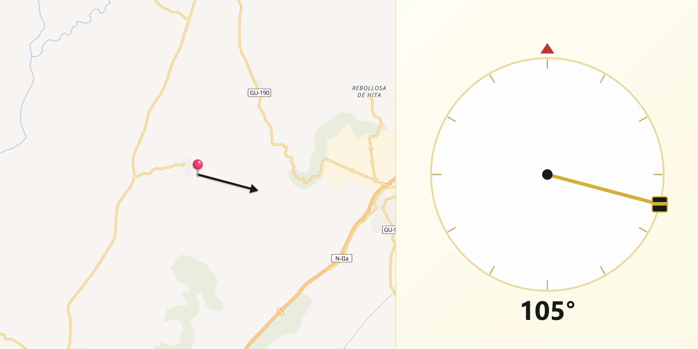 Dirección de la Qibla desde Ciruelas