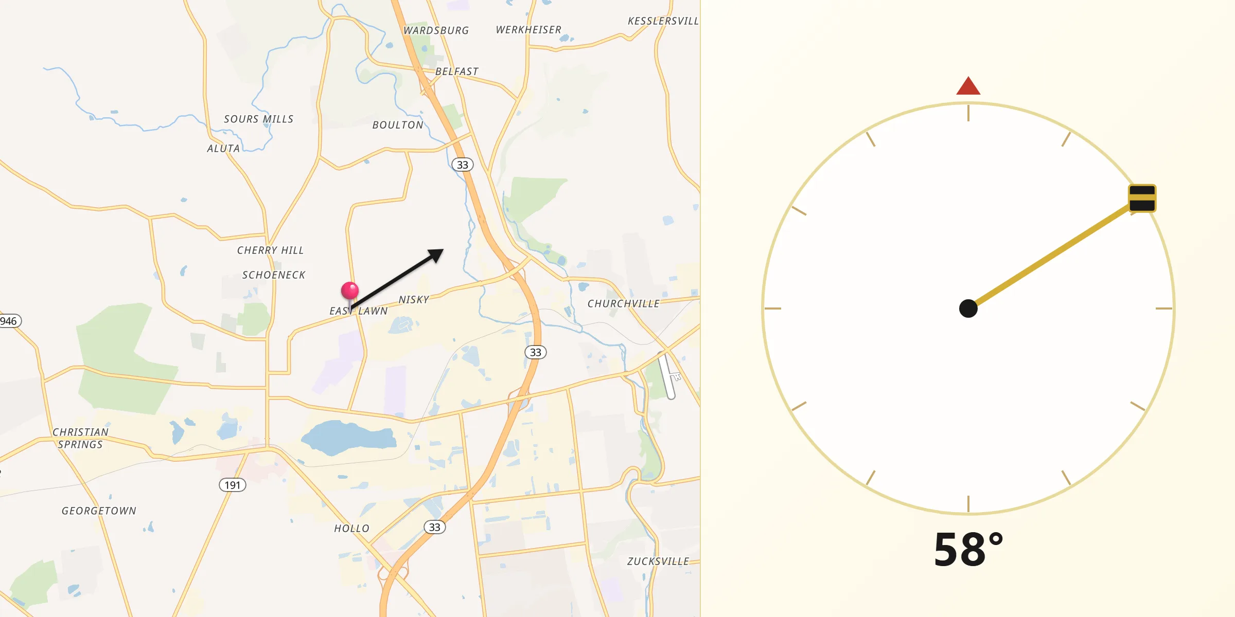 Qibla Direction from Eastlawn Gardens
