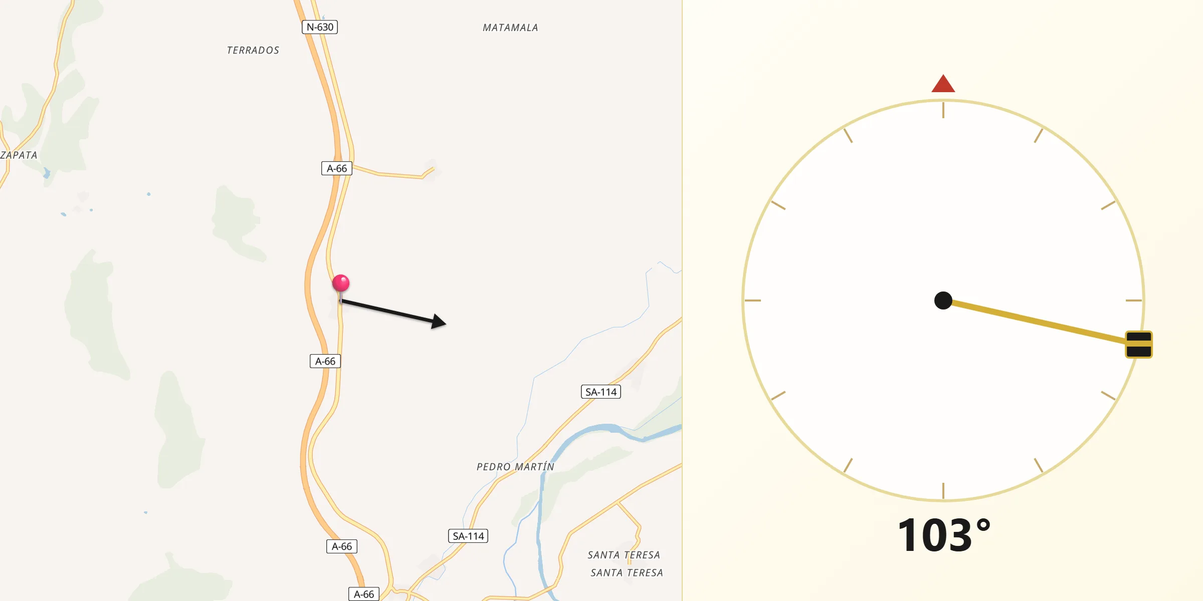 Dirección de la Qibla desde Beleña