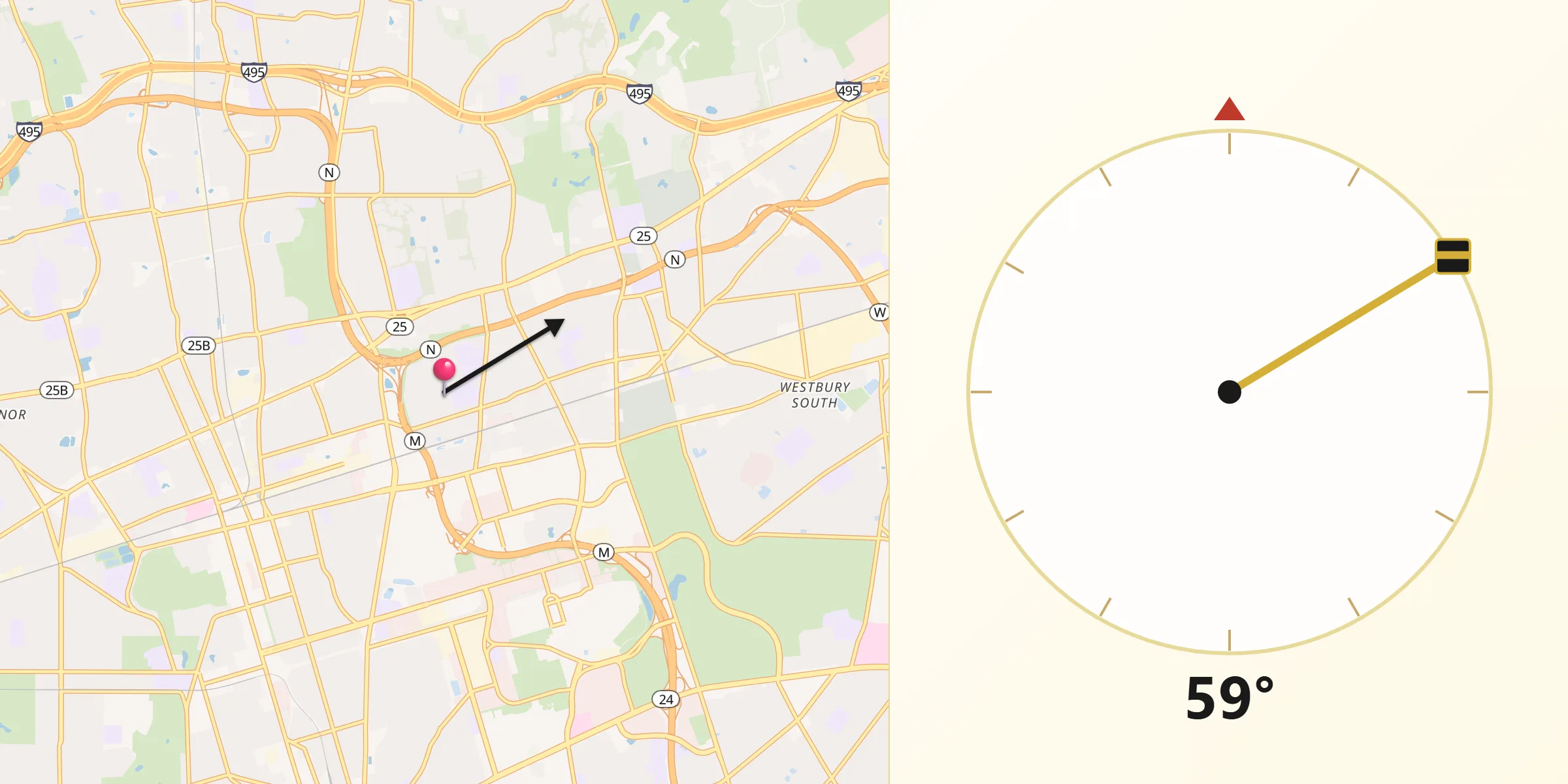 Qibla Direction from Carle Place