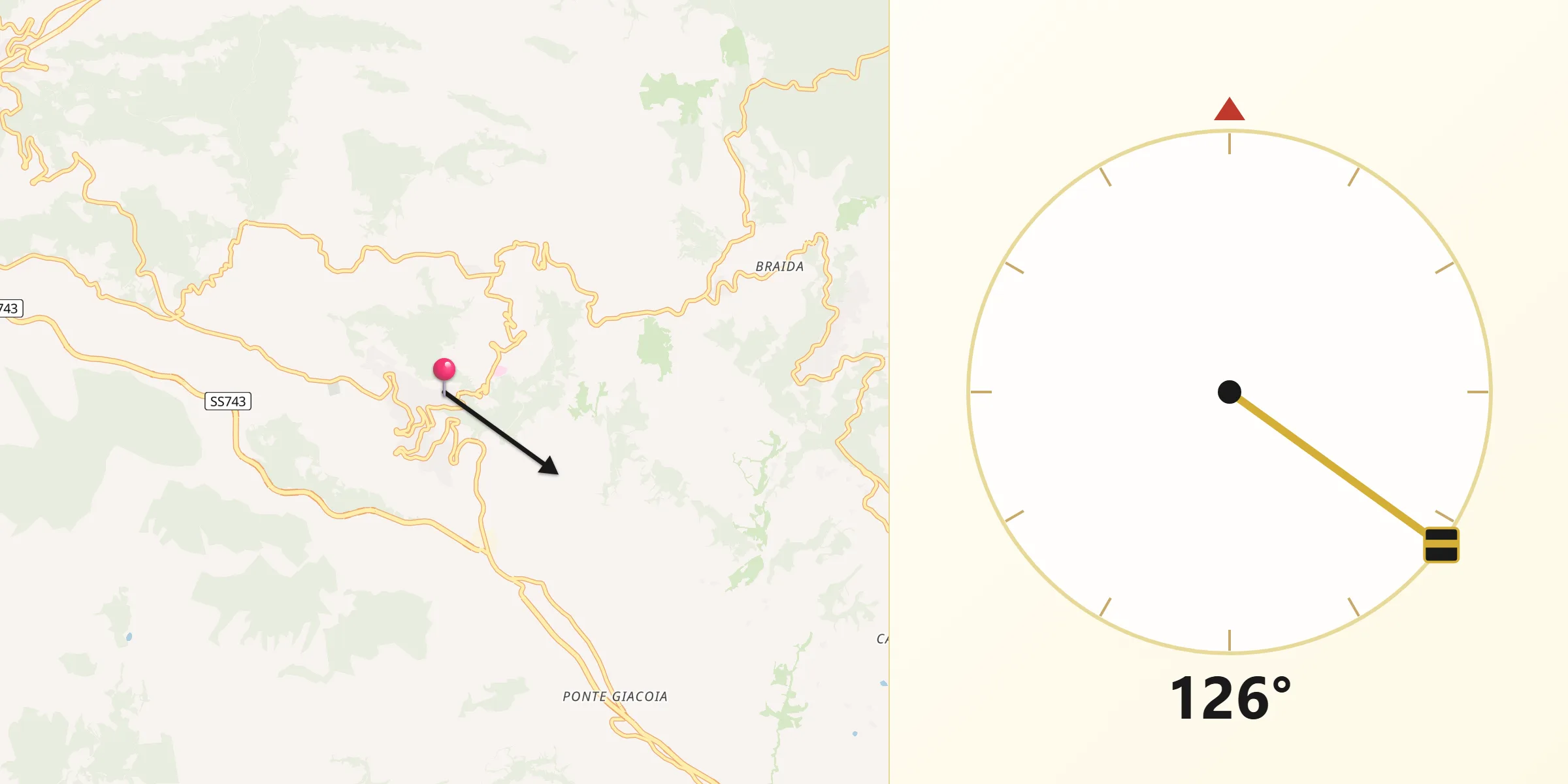 Direzione della Qibla da Muro Lucano