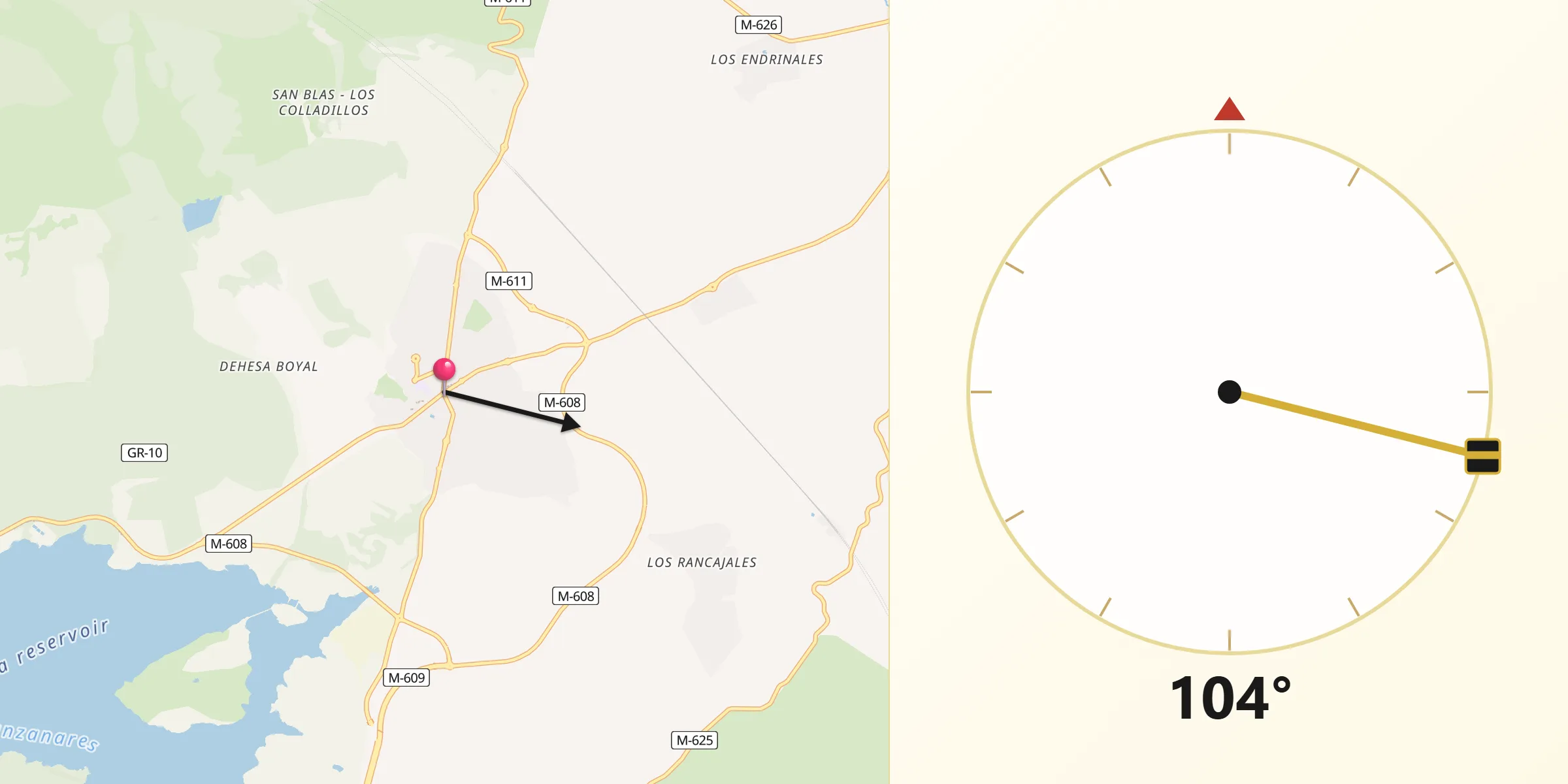 Dirección de la Qibla desde Soto del Real