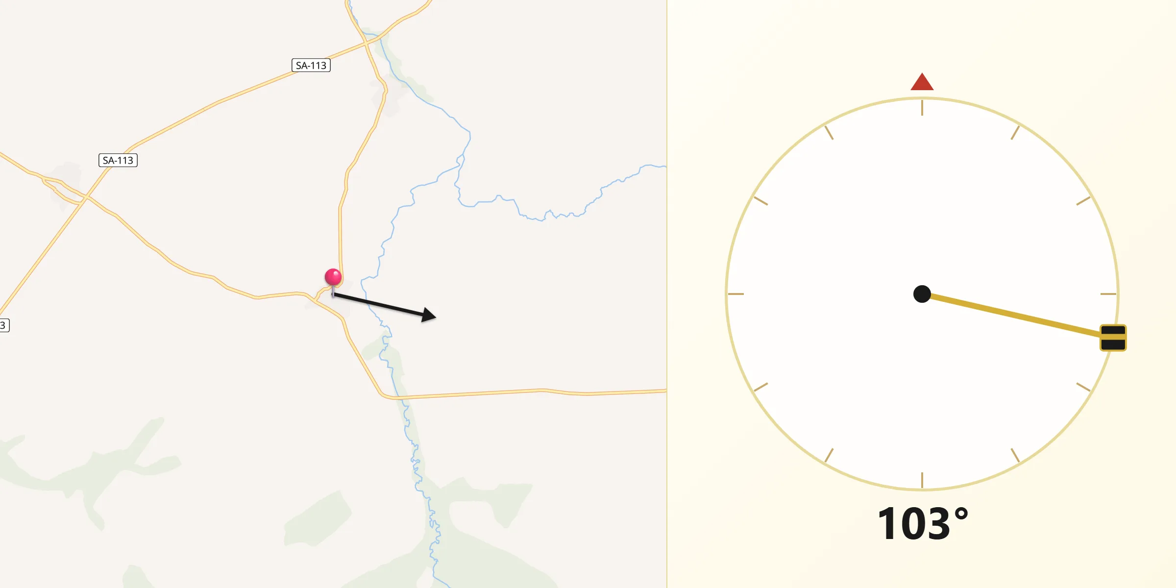 Dirección de la Qibla desde Pedraza de Alba