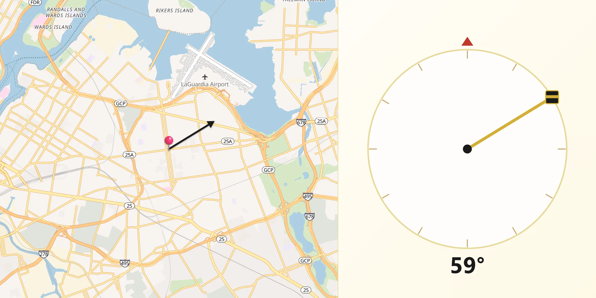 Qibla Direction from Jackson Heights