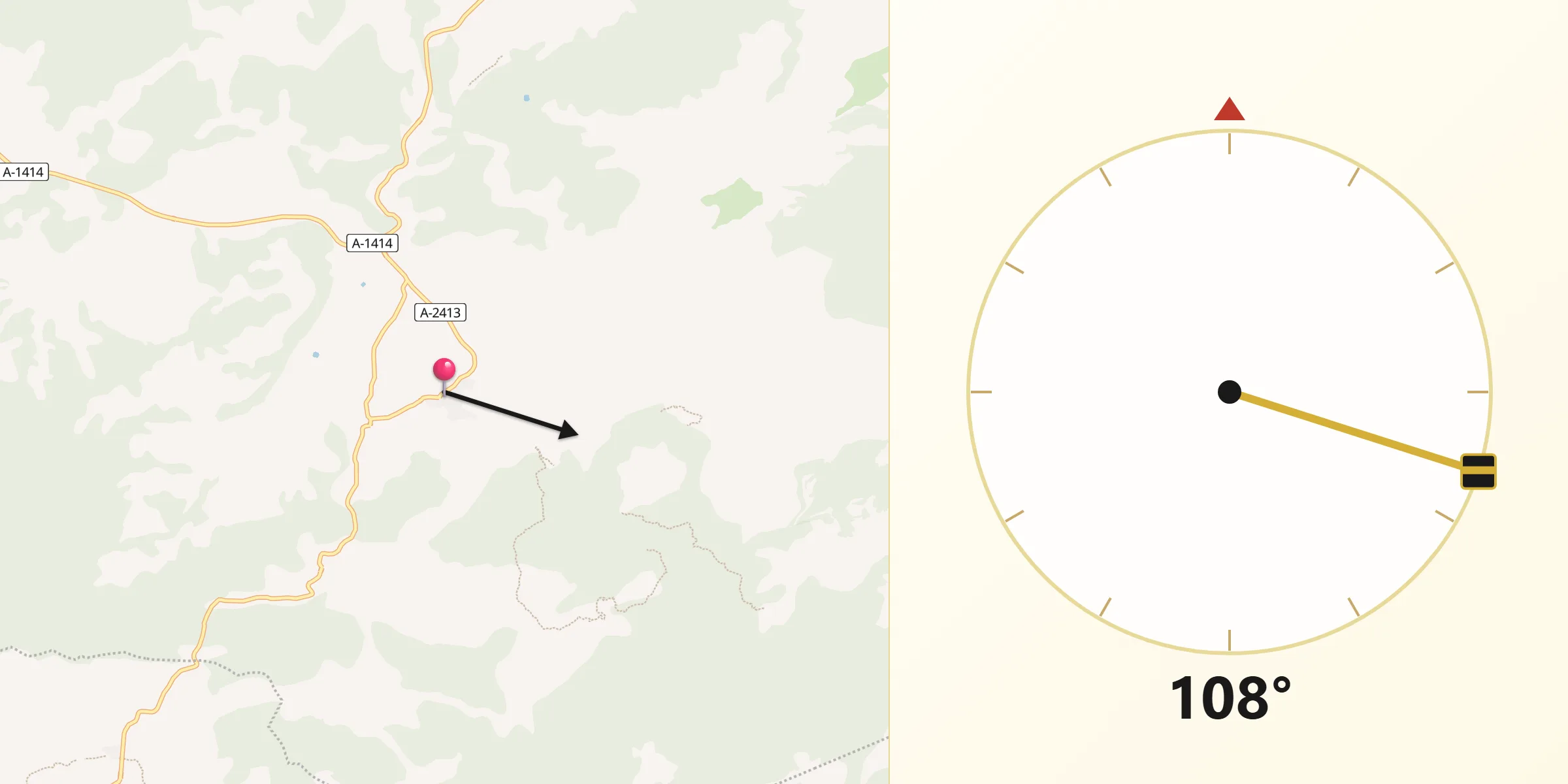 Dirección de la Qibla desde Peñarroya de Tastavins