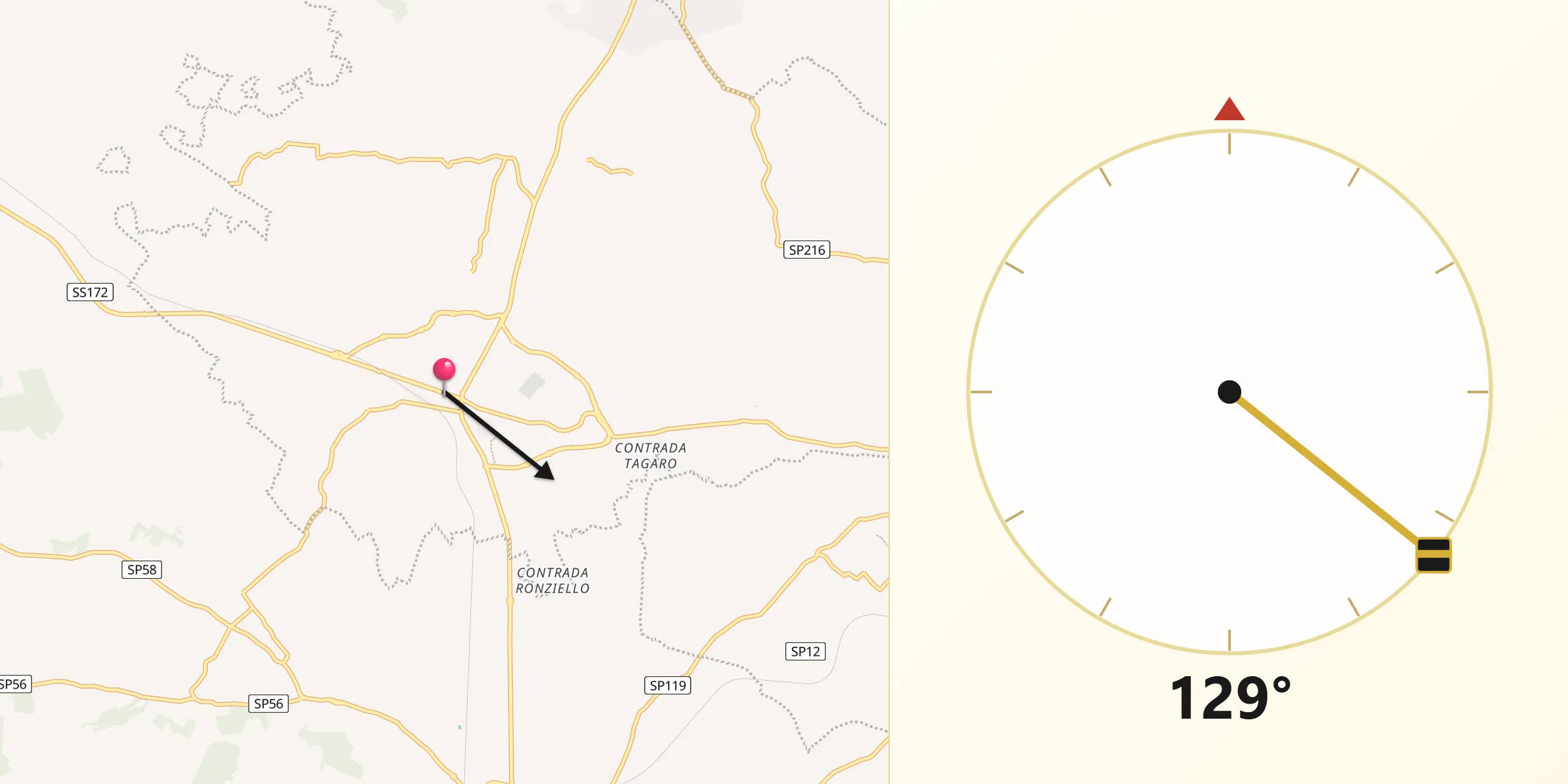 Direzione della Qibla da Locorotondo