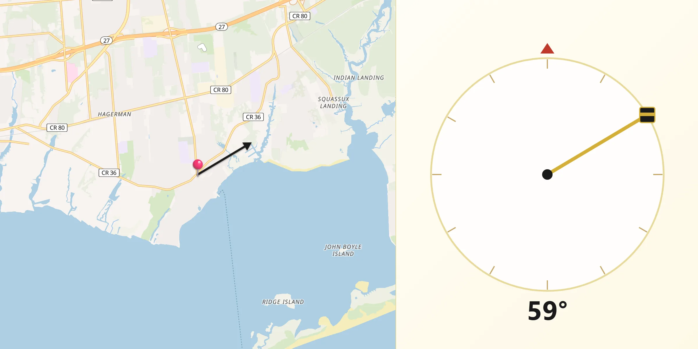 Qibla Direction from Bellport