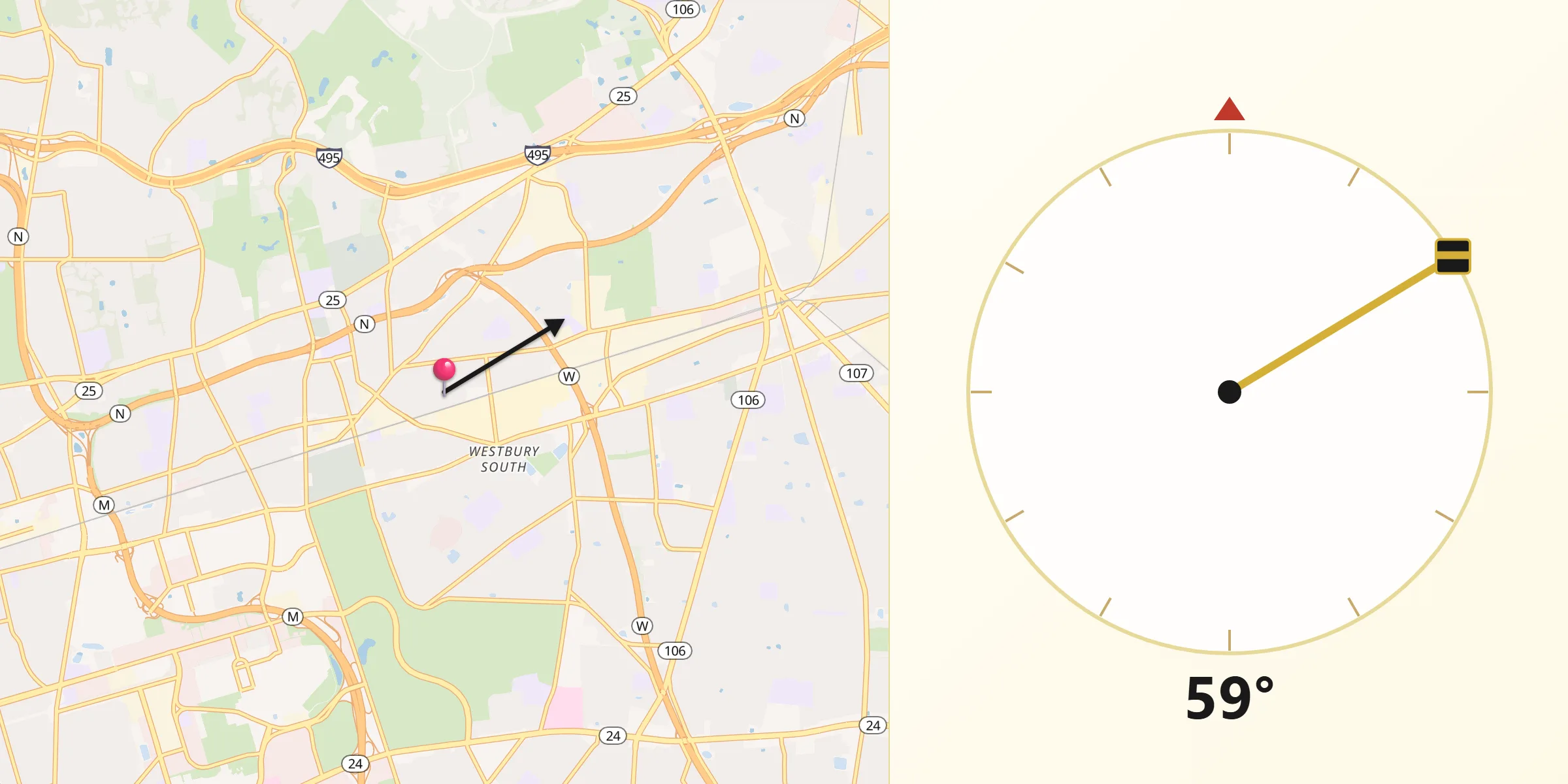 Qibla Direction from New Cassel