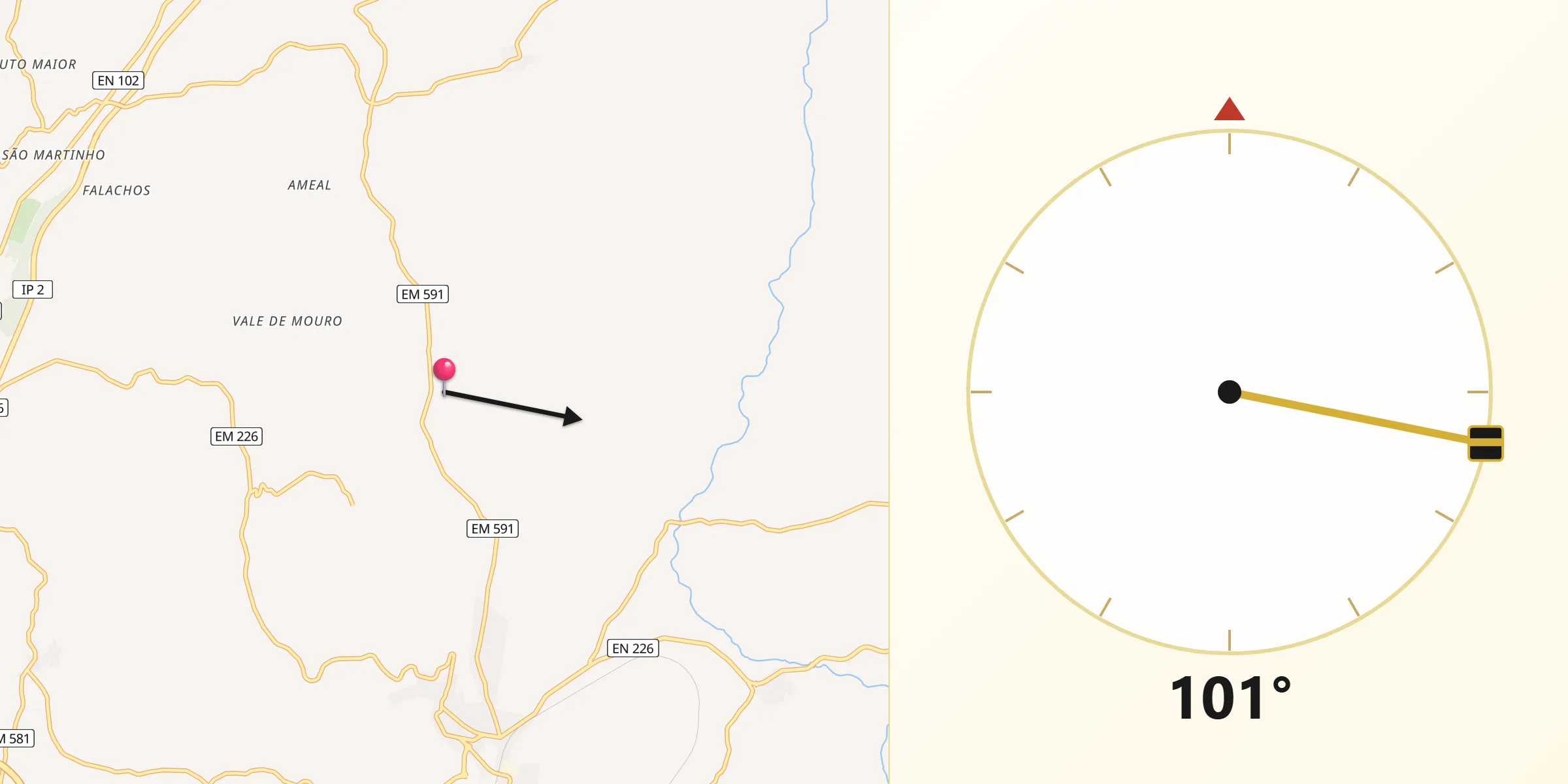 Direção da Qibla a partir de Póvoa do Concelho