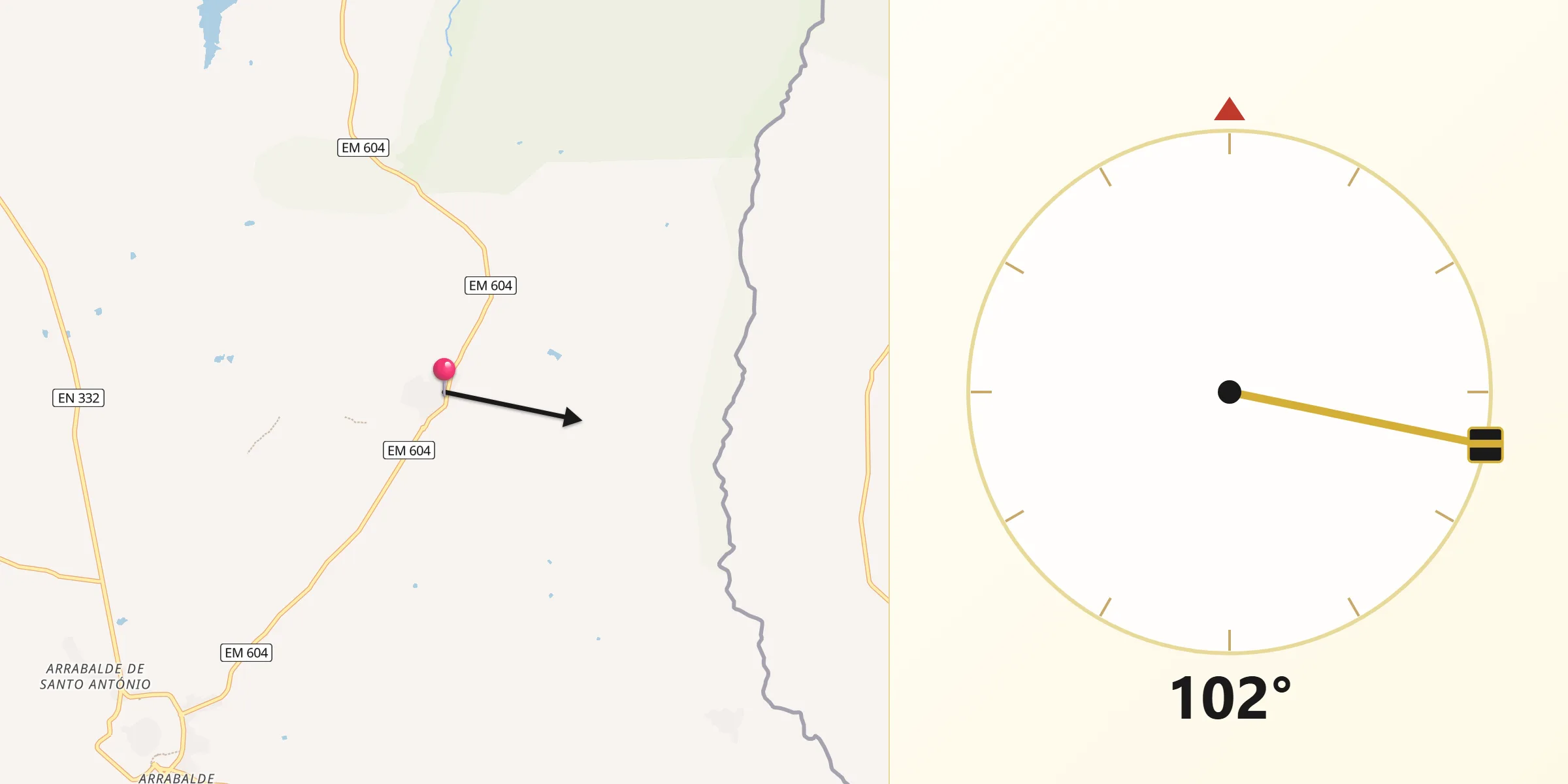 Direção da Qibla a partir de Malpartida