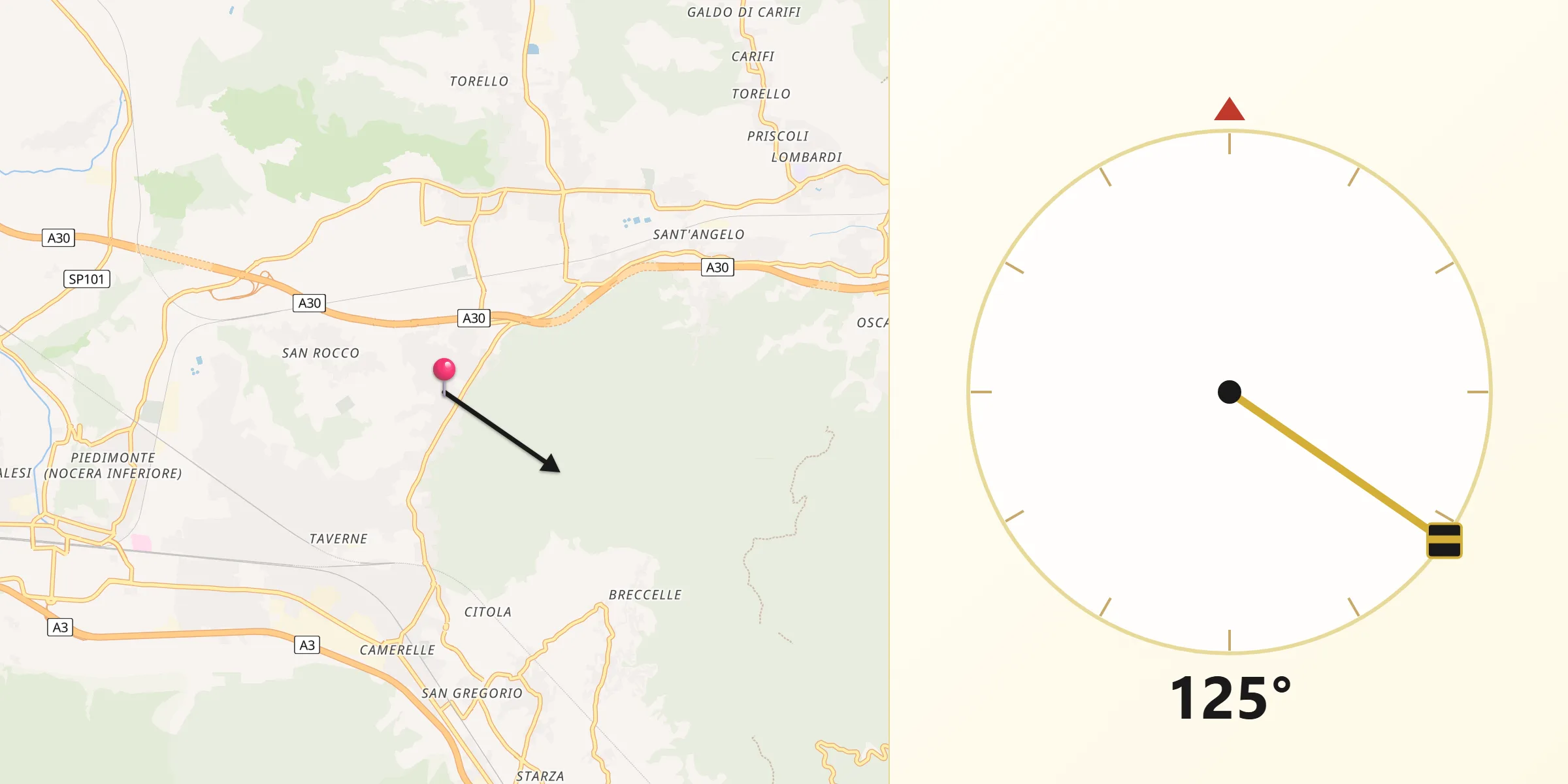 Direzione della Qibla da Roccapiemonte
