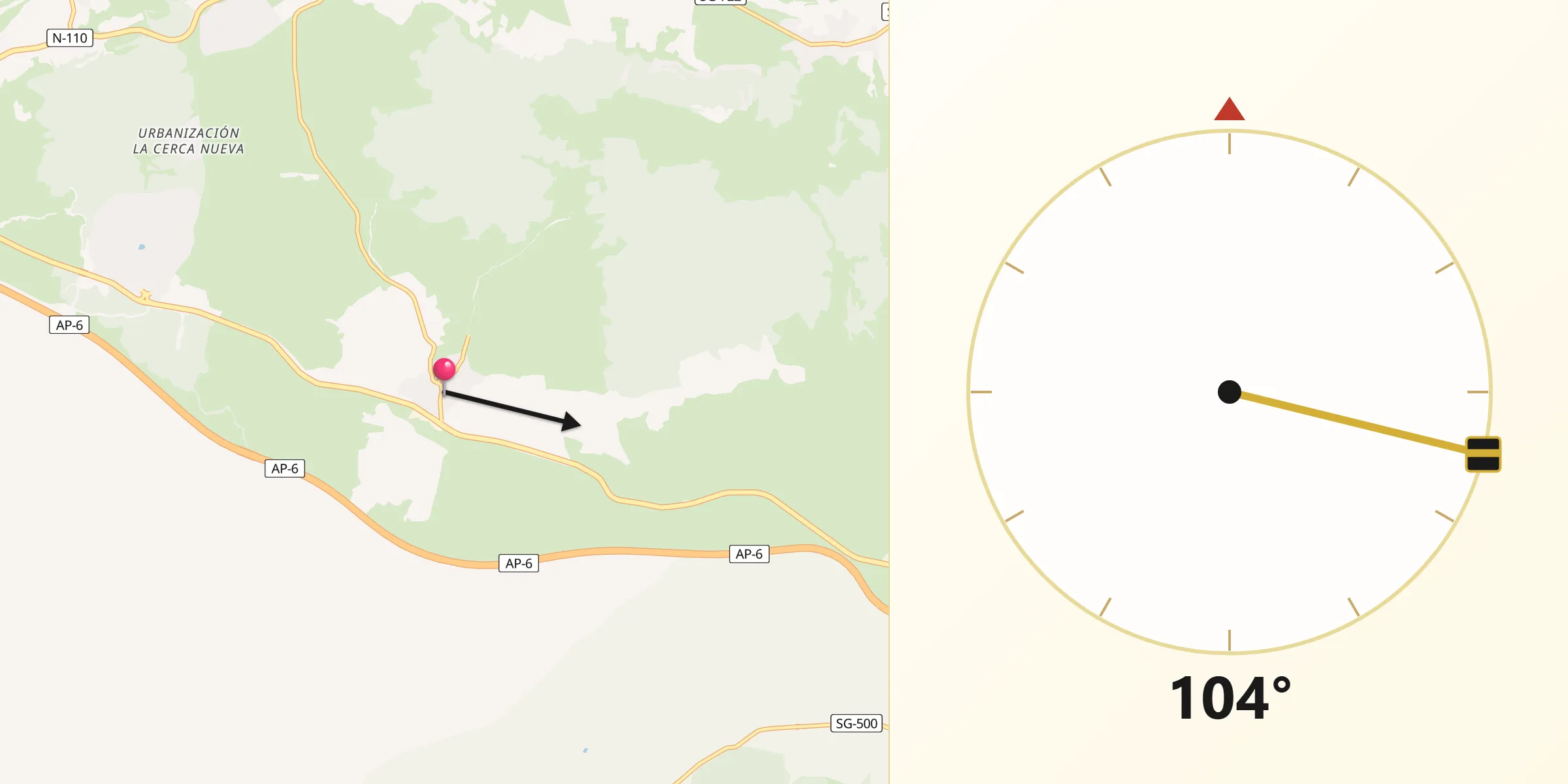 Dirección de la Qibla desde Navas de San Antonio