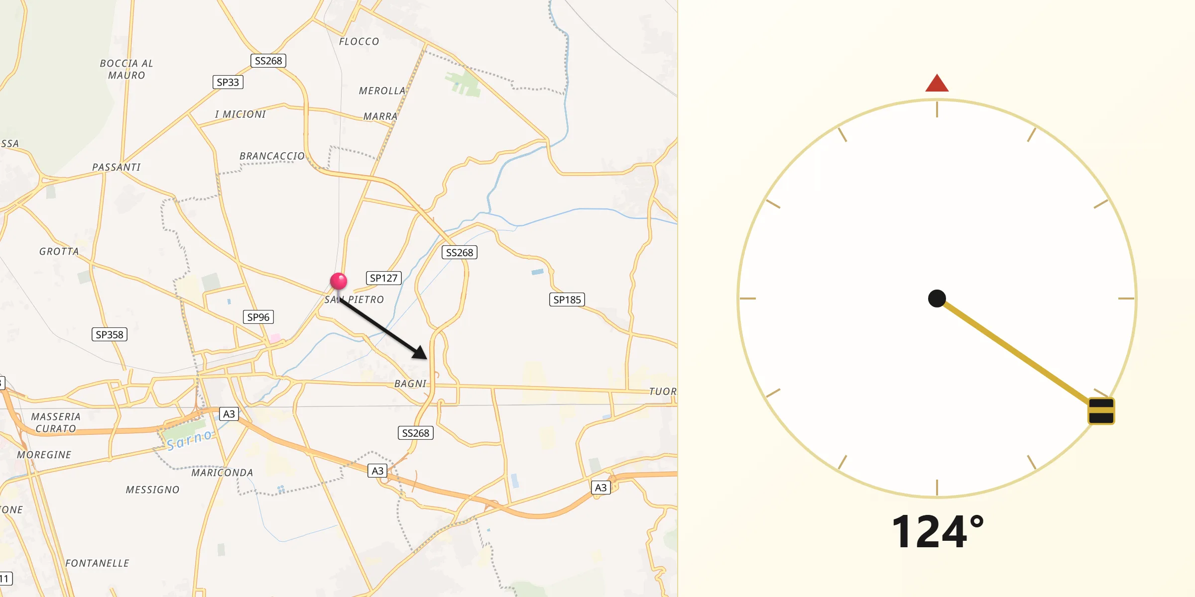 Direzione della Qibla da Scafati