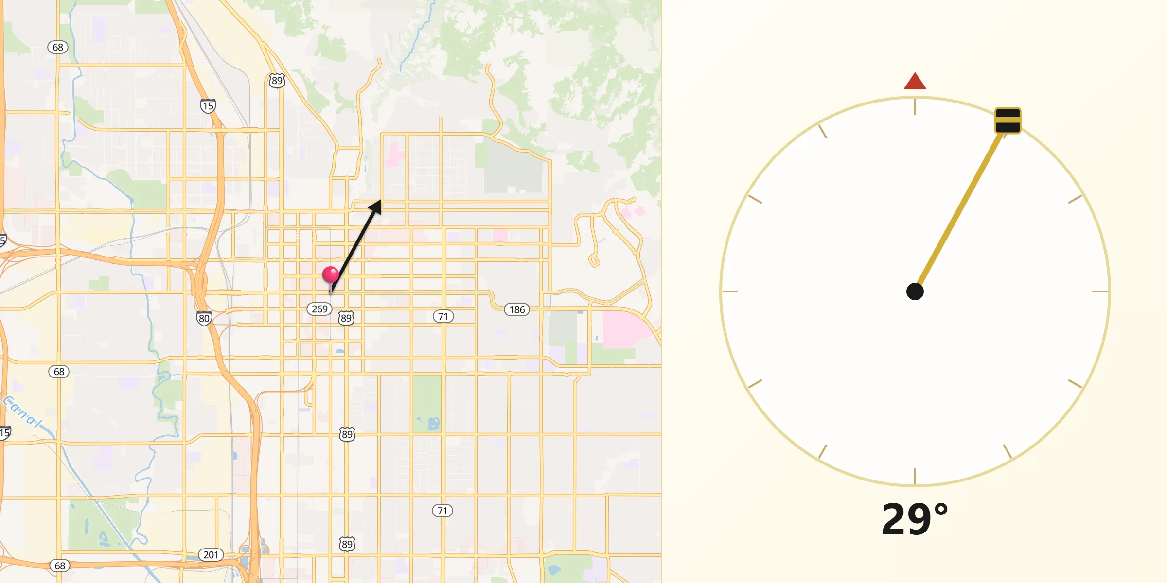 Qibla Direction from Salt Lake City