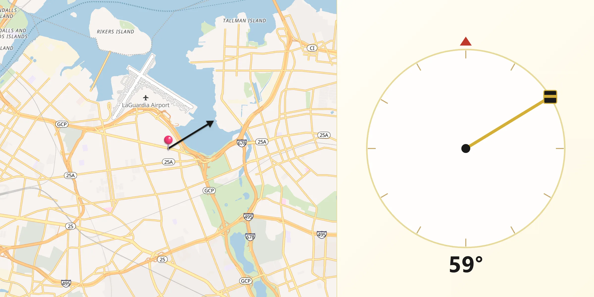 Qibla Direction from East Elmhurst