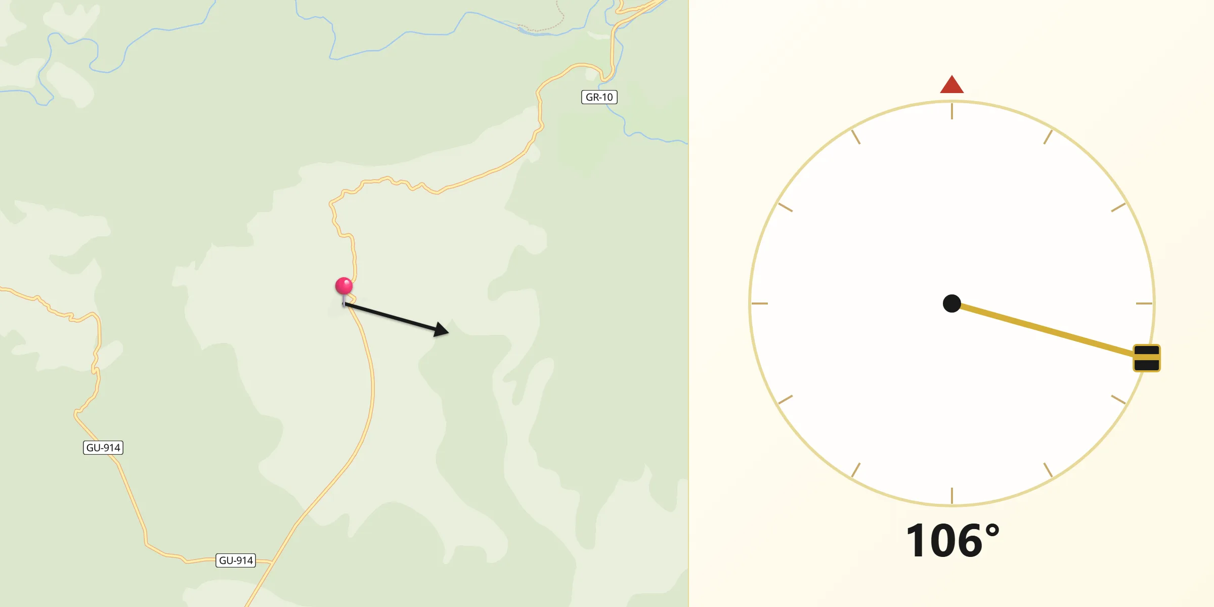 Dirección de la Qibla desde Zaorejas