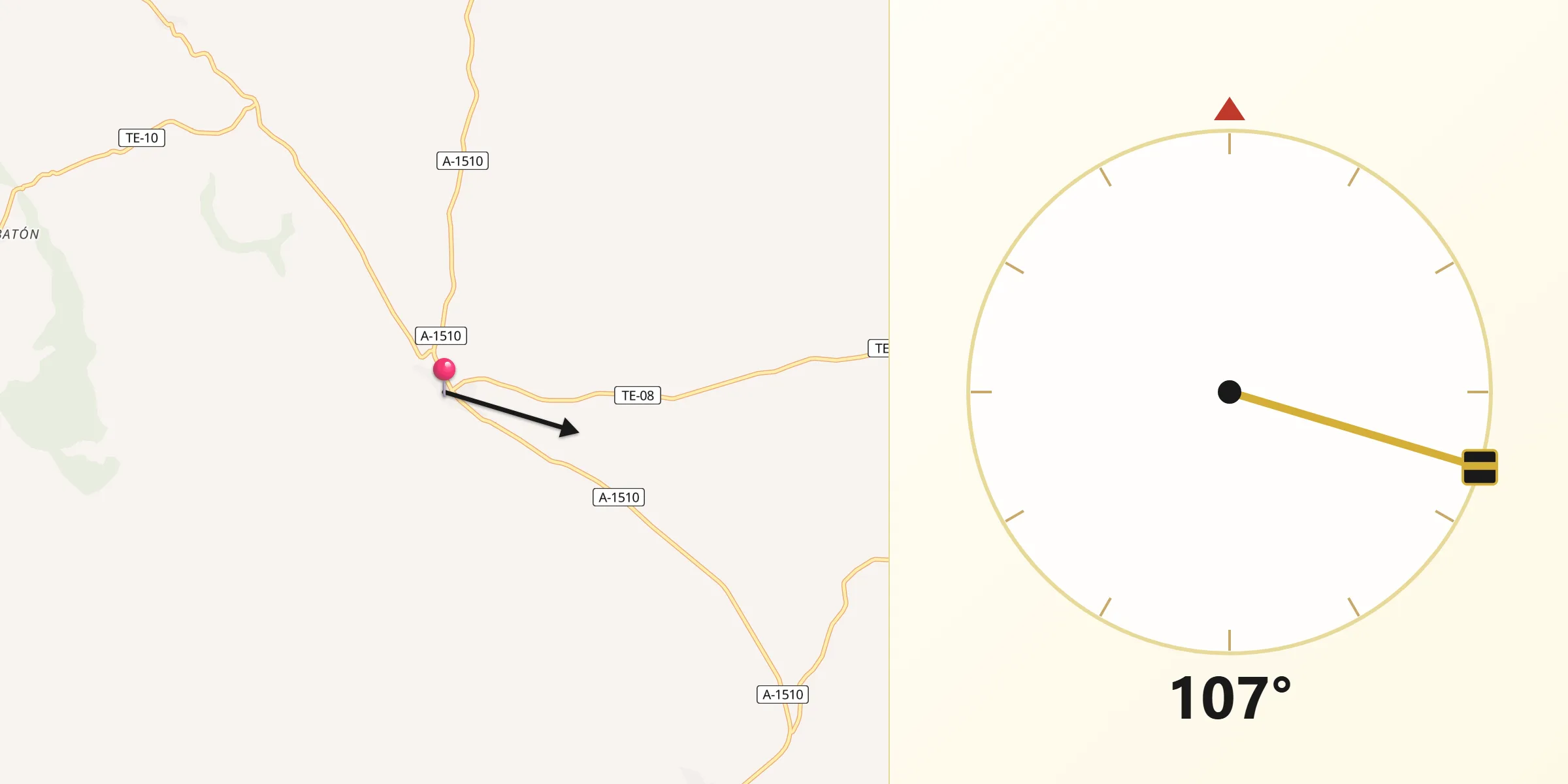 Dirección de la Qibla desde Pancrudo