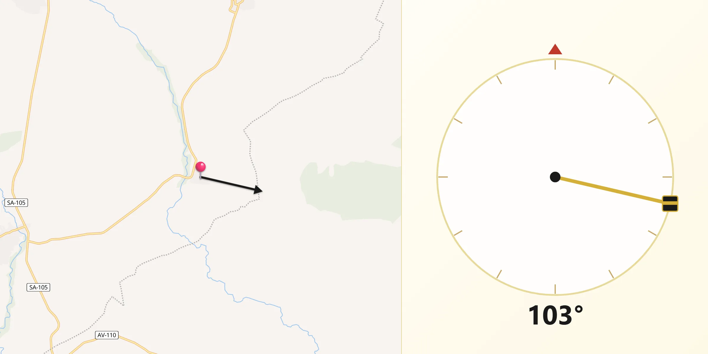 Dirección de la Qibla desde Malpartida