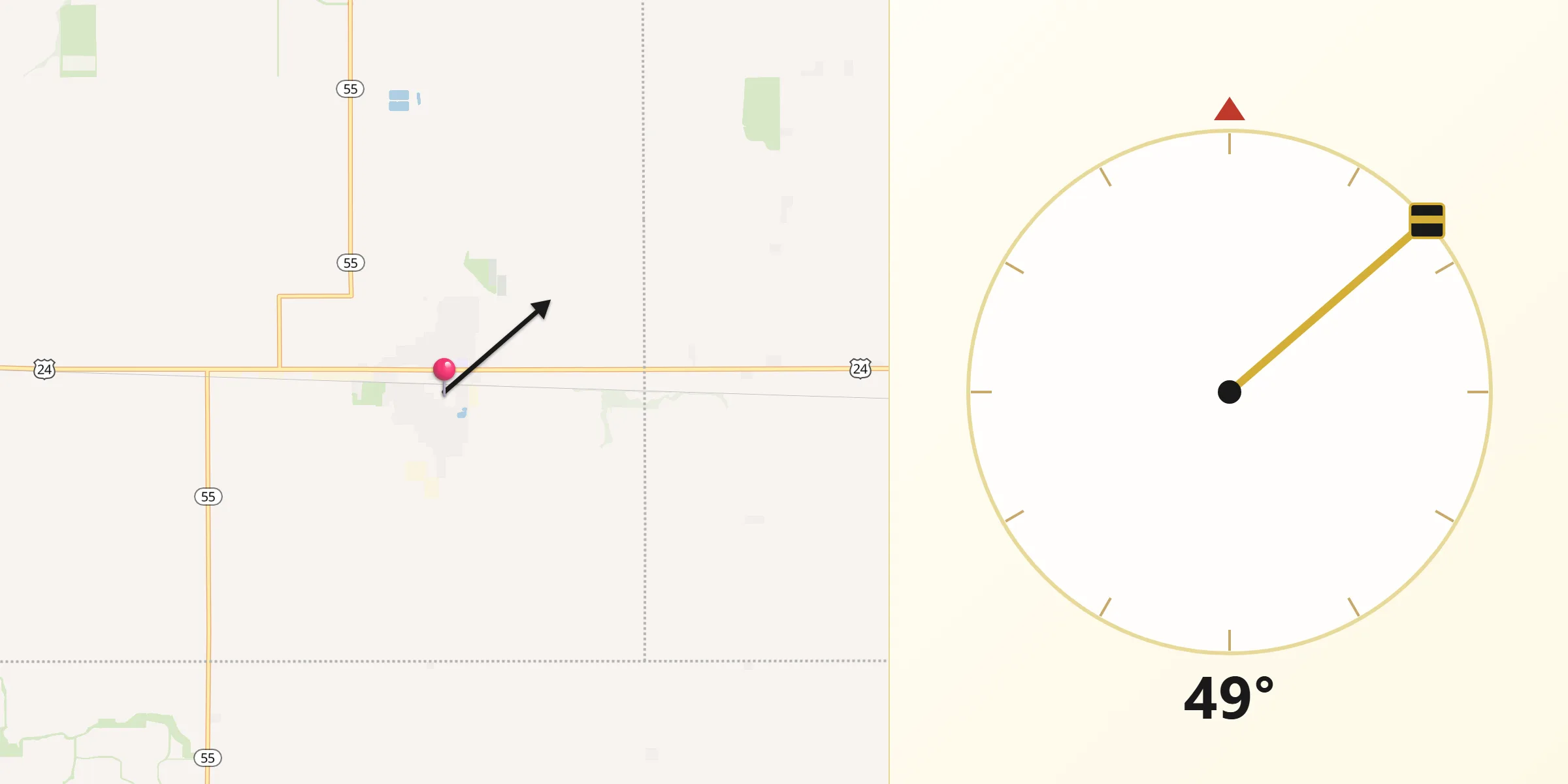 Qibla Direction from Goodland