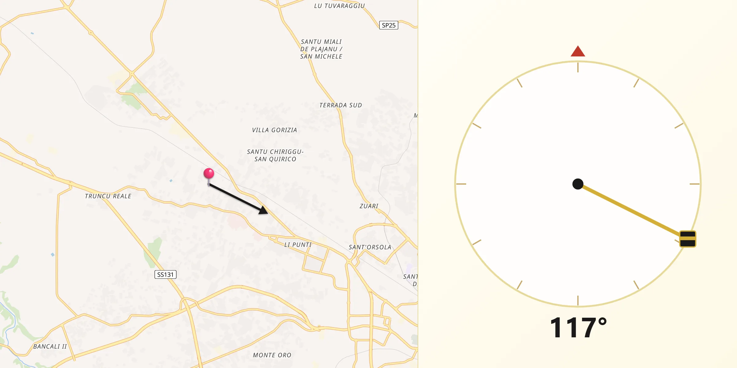 Direzione della Qibla da Li Punti-San Giovanni