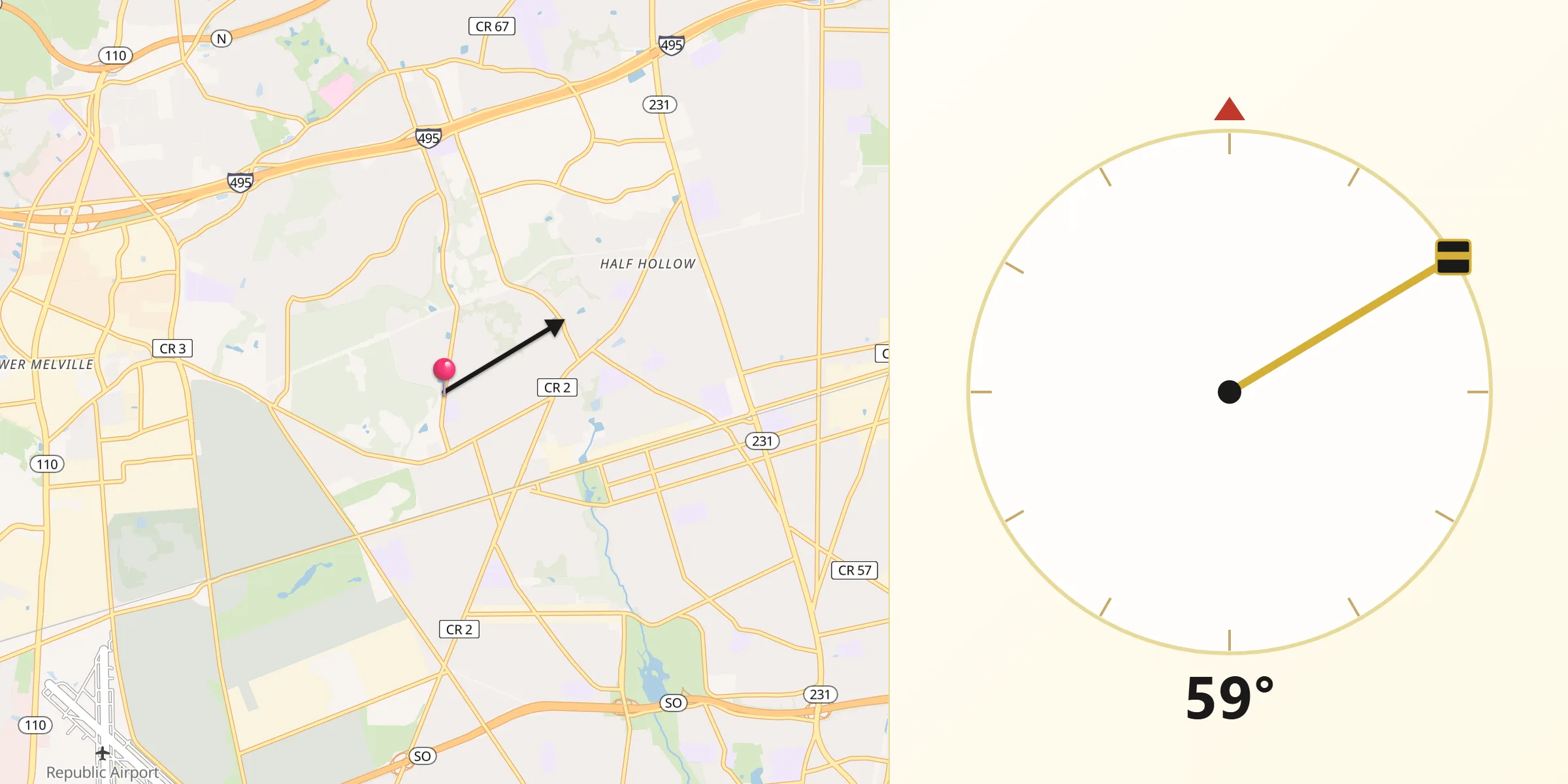 Qibla Direction from Wheatley Heights