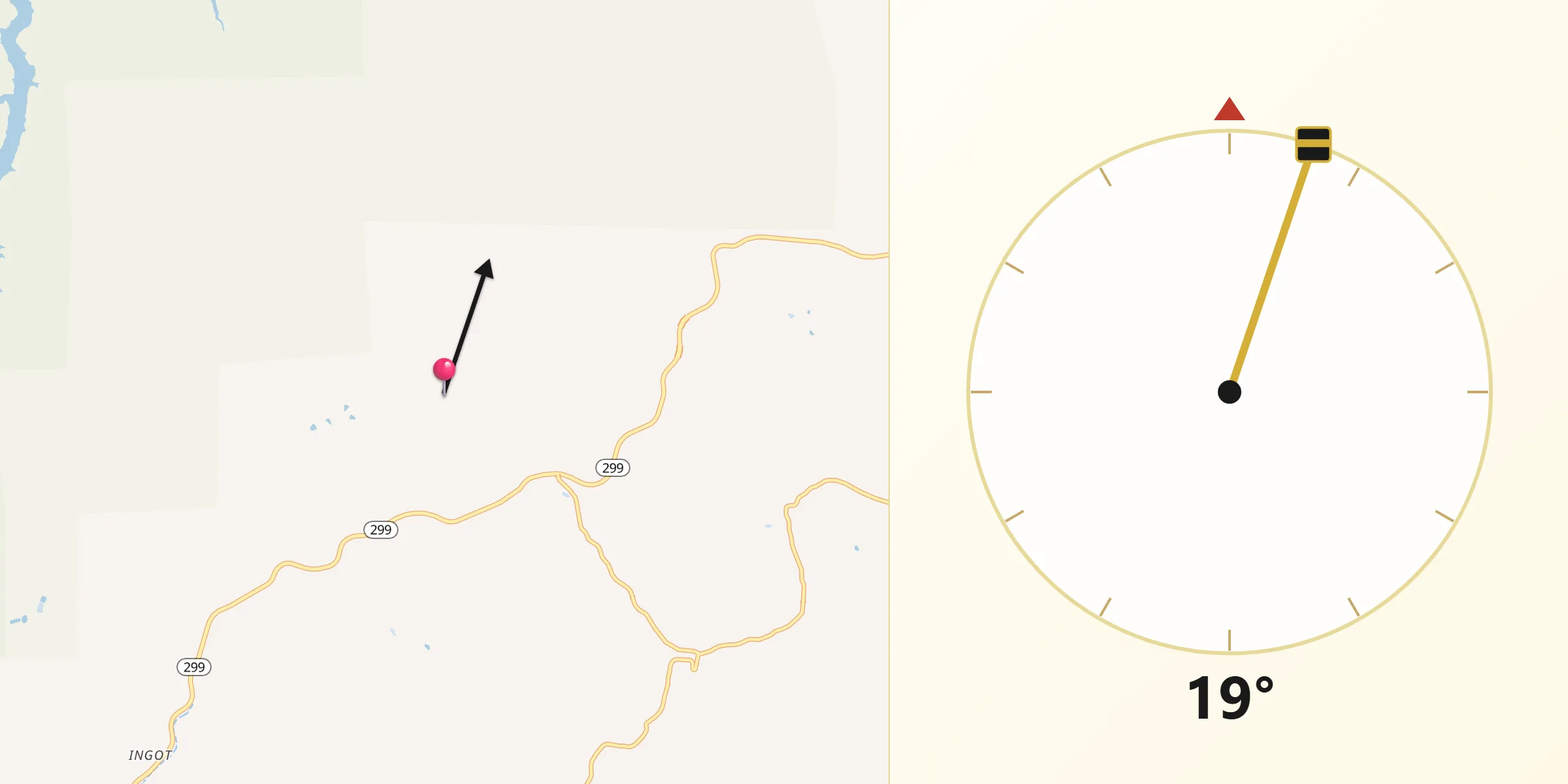 Qibla Direction from Shasta County