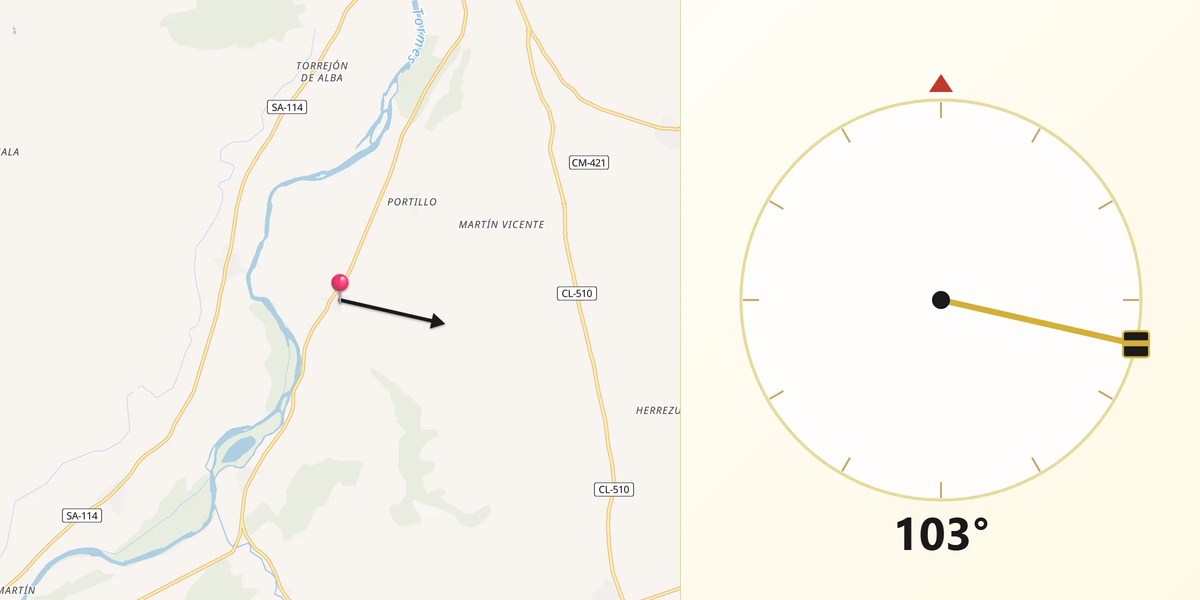 Dirección de la Qibla desde Ejeme